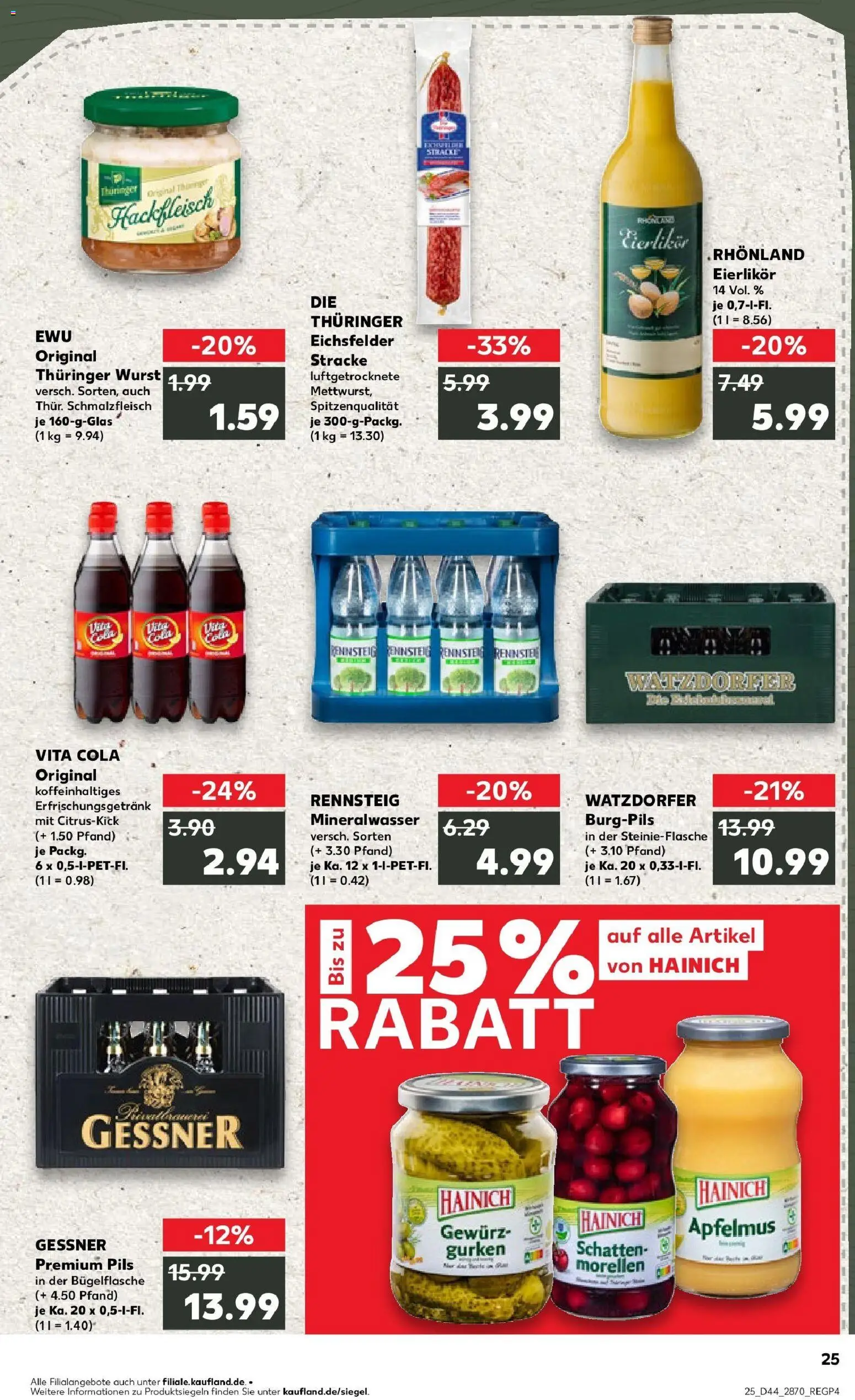 Kaufland prospekt Arnstadt	 – gültig ab 30.10.2025 | Seite: 25 | Produkte: Mineralwasser, Apple, Vita cola, Hackfleisch