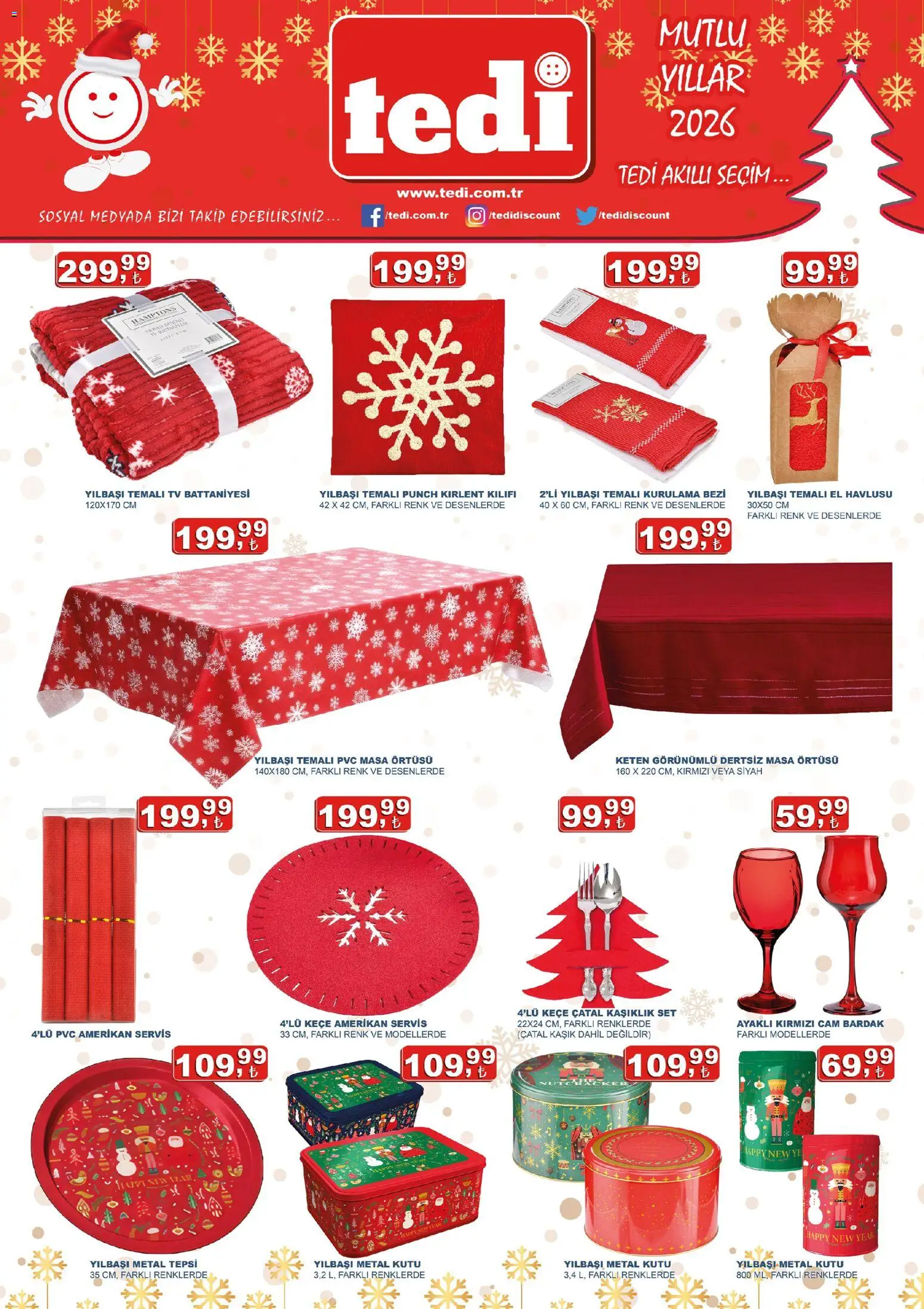 Tedi  - Katalog - 17.12.2025 tarihinden itibaren geçerlidir | Sayfa: 1 | Ürünler: TV, Amerikan servis, Tepsi, El havlusu