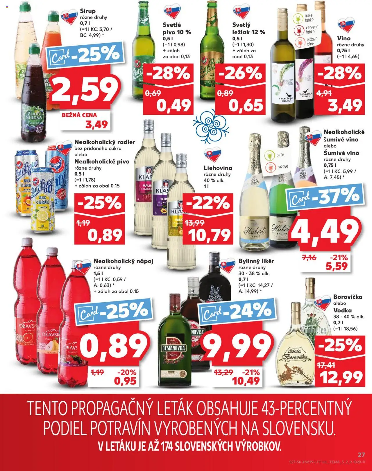 Nové Kaufland akcie – leták je platný od 25.09.2025 | Strana: 27 | Produkty: Radler, Vodka, Nealkoholické pivo, Šumivé víno