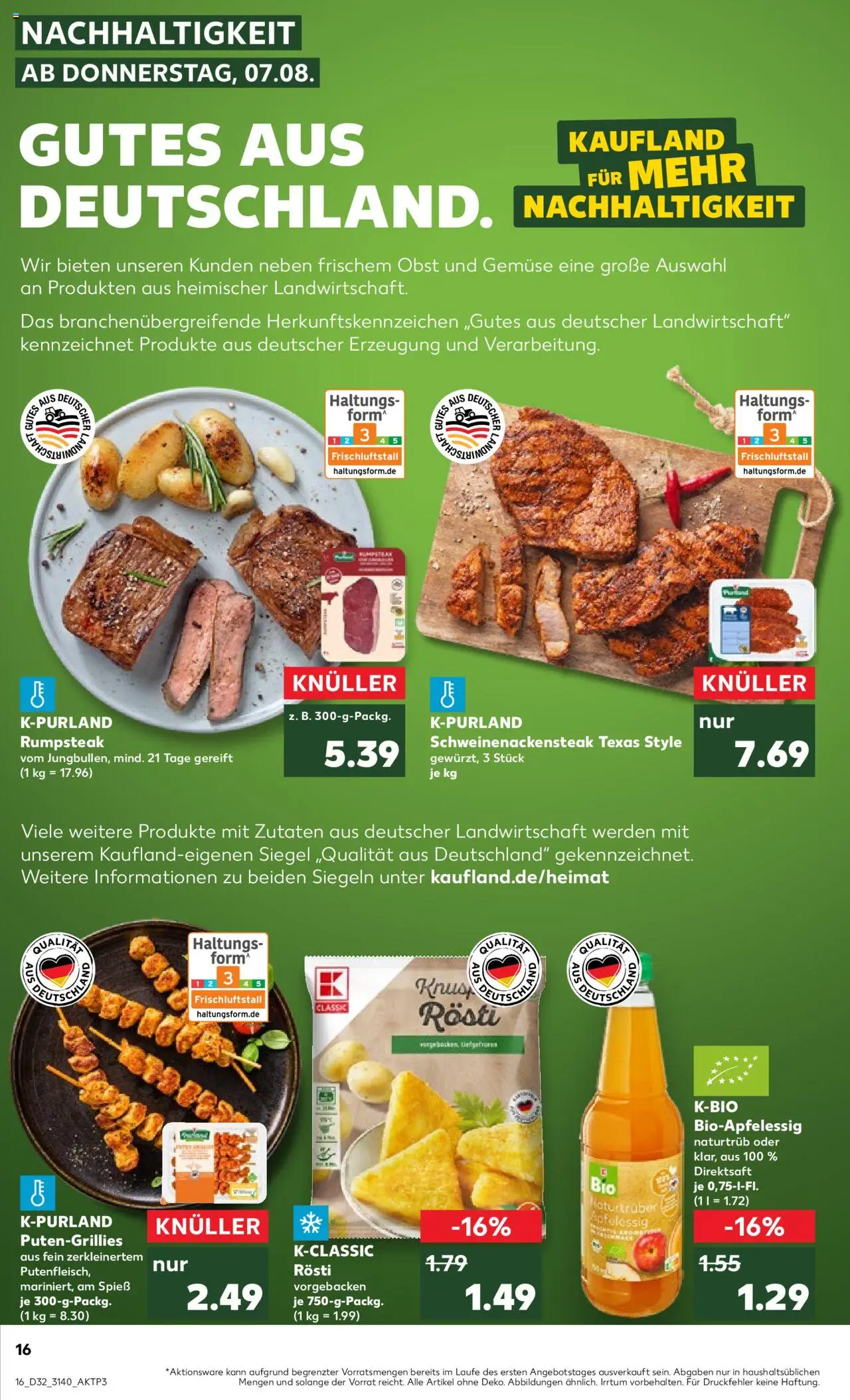 Kaufland prospekt Leipzig	 - gültig ab dem 07.08.2025 | Seite: 16 | Produkte: Rumpsteak, Apple, Gemüse, Obst