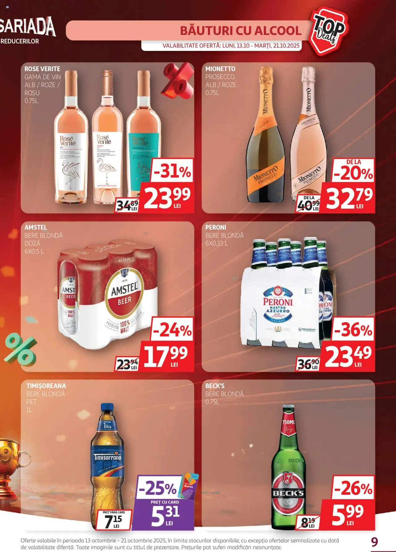 Noul catalog Auchan – valabil de la 13.10.2025 | Pagină: 9 | Produse: Prosecco, Vin, Bere