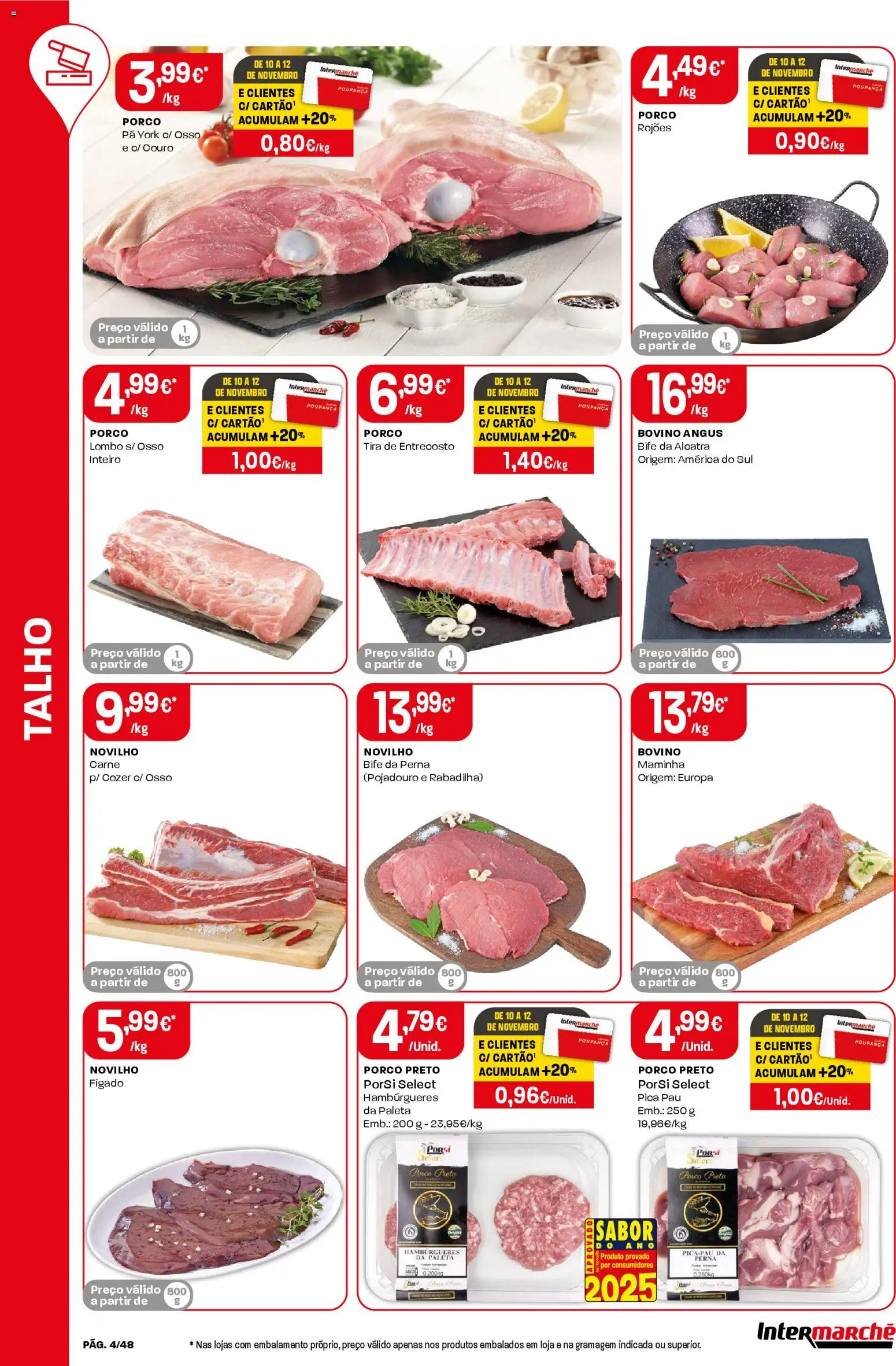 Intermarché folheto │ válido de 06.11.2025 | Página: 4 | Produtos: Lombo, Carne, Pá