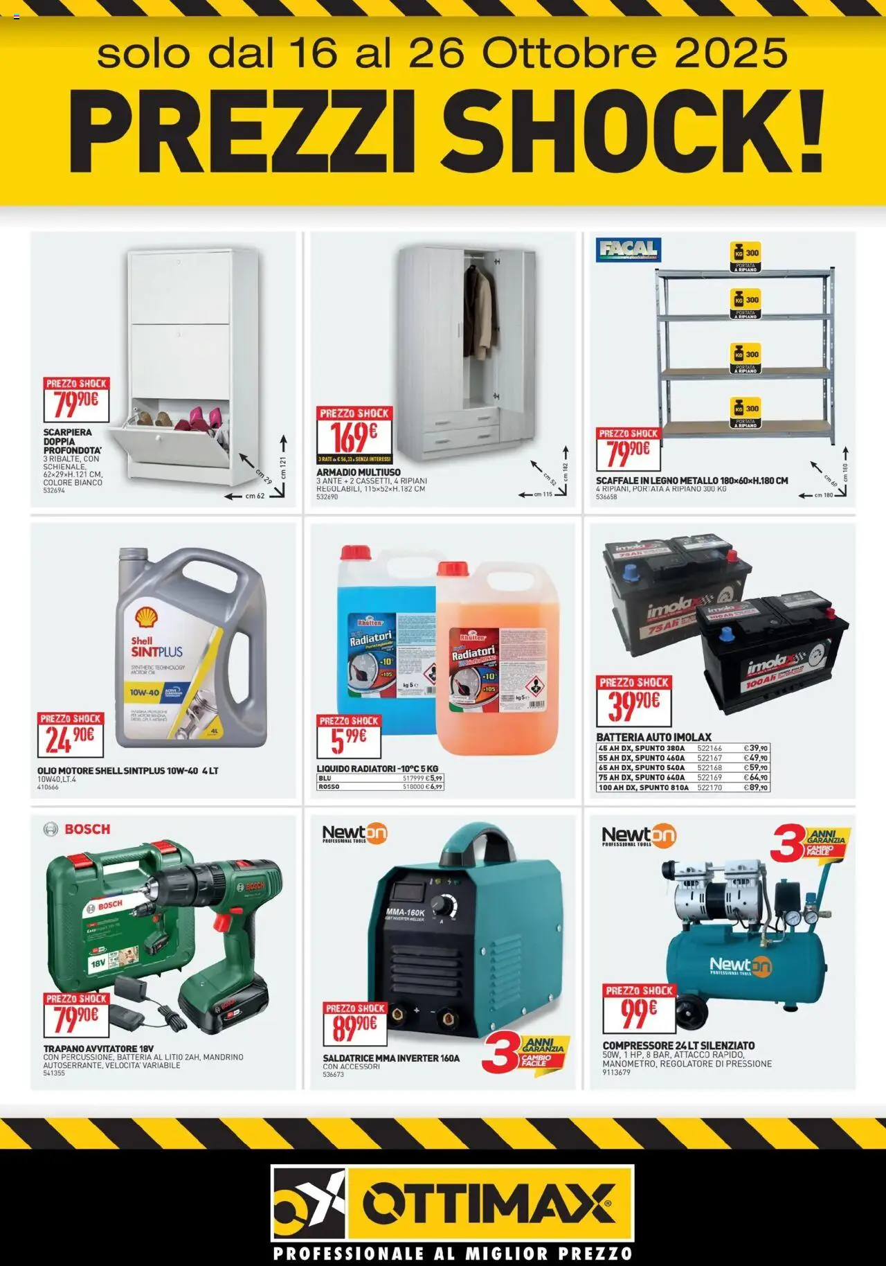 Volantino Ottimax del 02.10.2025 | Pagina: 7 | Prodotti: Scaffale, Saldatrice, Scarpiera, Batteria