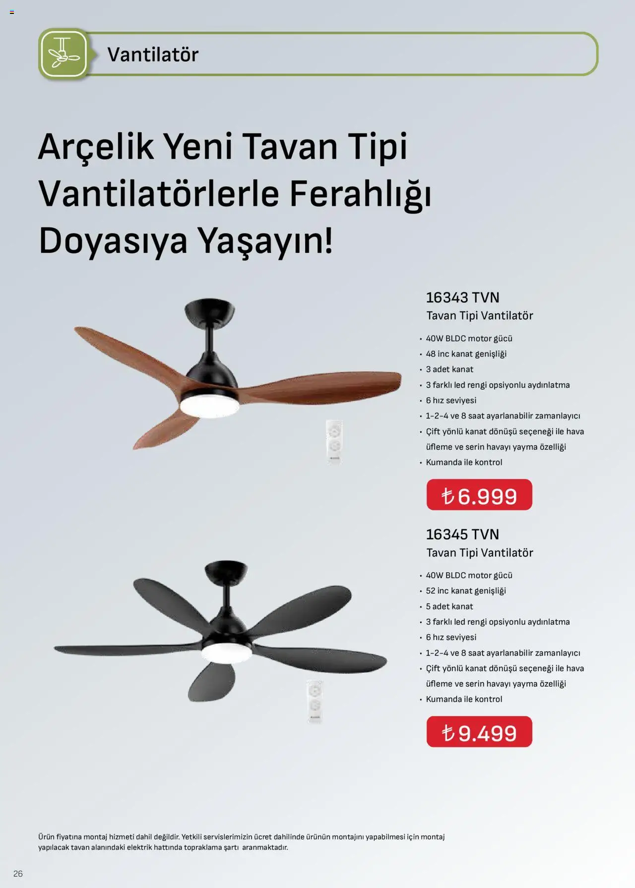Arçelik İklimlendirme Kataloğu - 16.09.2025 tarihinden itibaren geçerlidir | Sayfa: 25 | Ürünler: Saat, Vantilatör