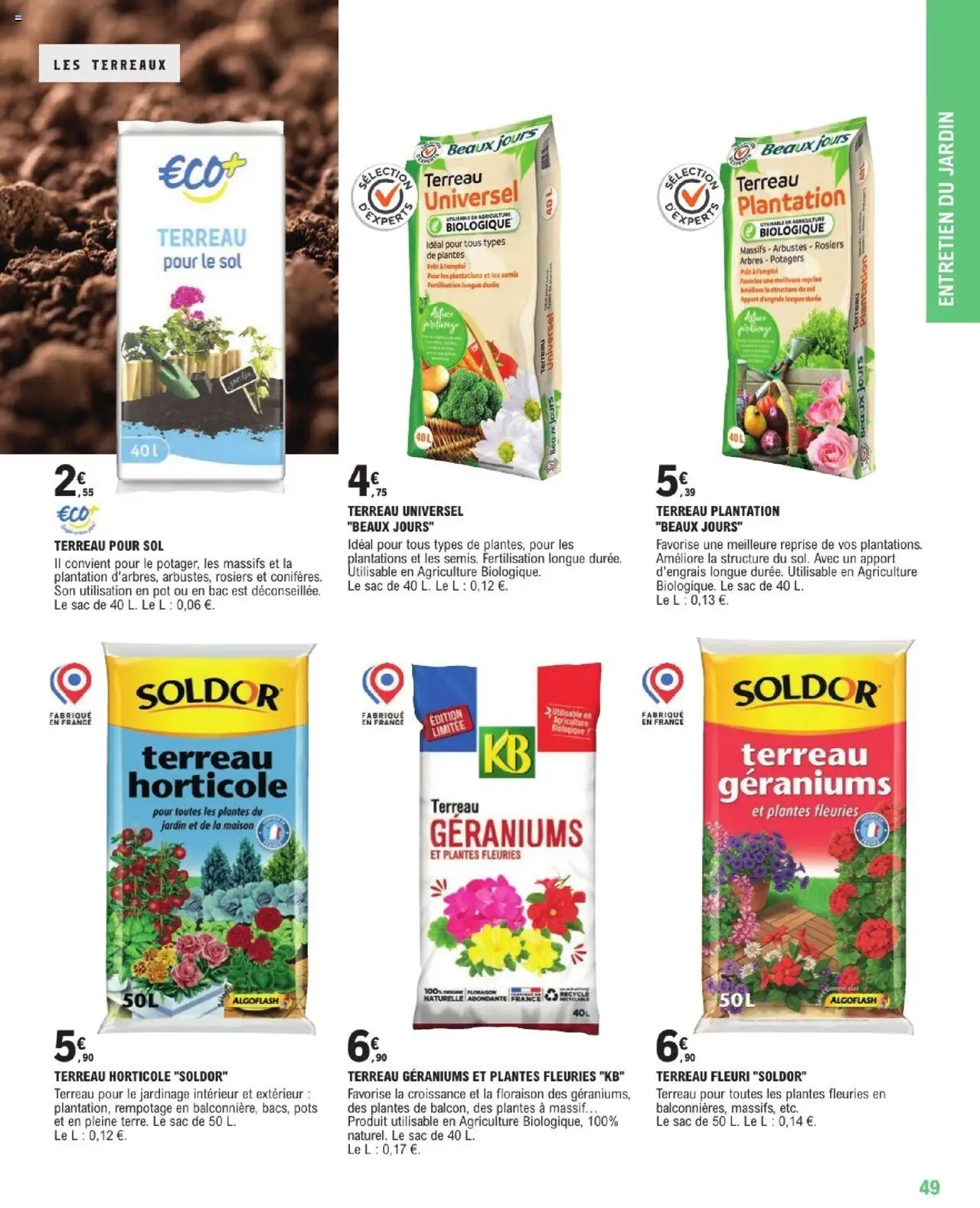  | Page: 49 | Produits: Sac, Terreau Universel, Plantes, Terreau