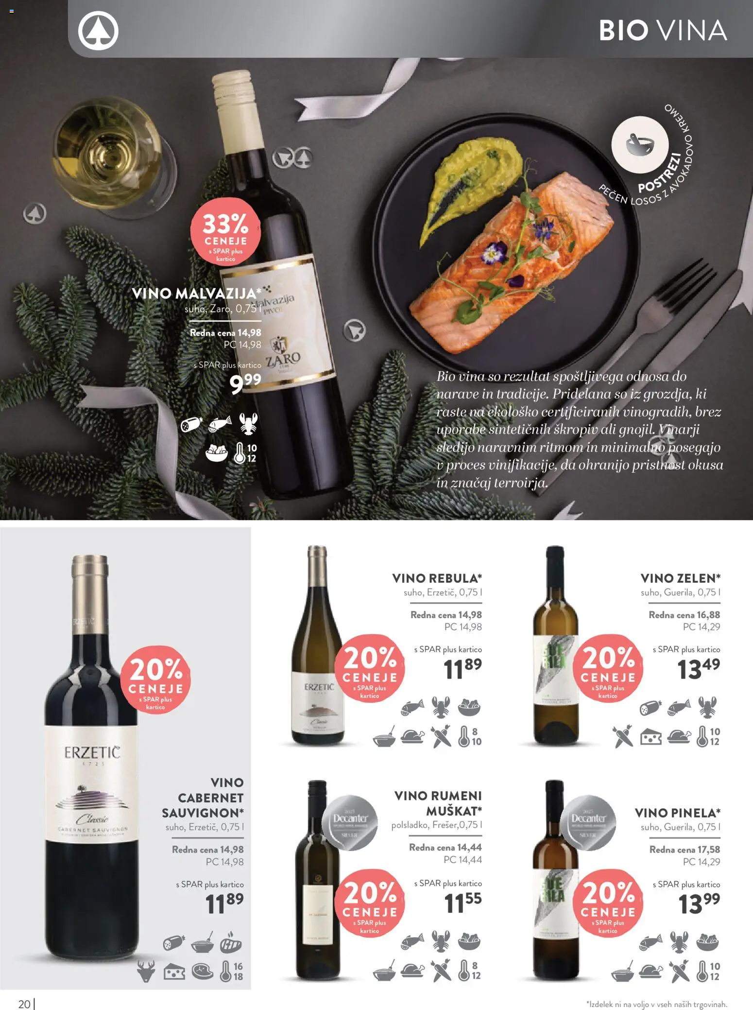 Novi Spar katalog ponudbe – veljaven od 05.11.2025 | Stran: 20 | Izdelki: Losos, Vino