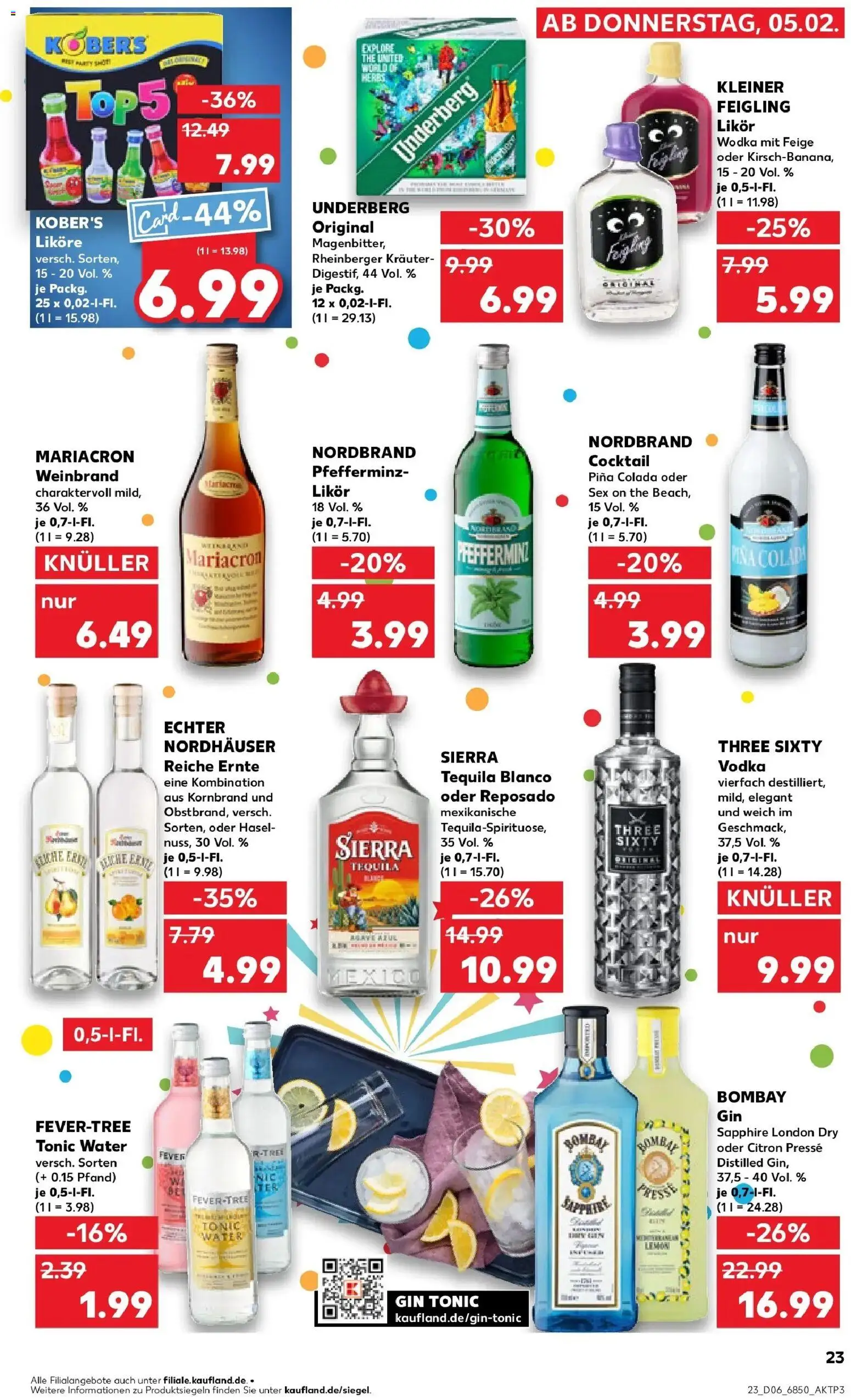 Kaufland prospekt Pocking	 – gültig ab 09.02.2026 | Seite: 23 | Produkte: Kleiner feigling, Tequila, Gin, Wodka