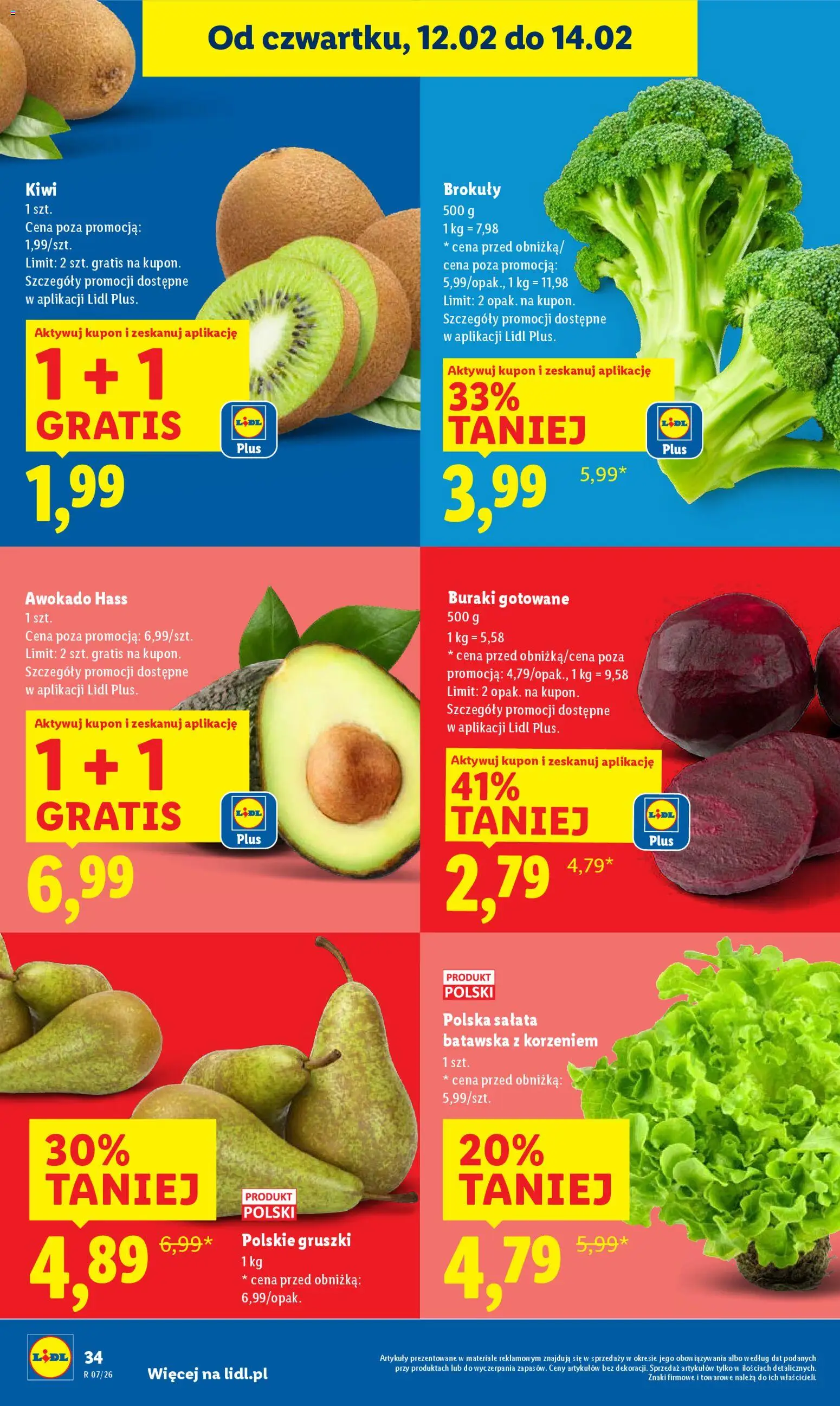 Lidl Gazetka od 12.02.2026 | Strona: 34 | Produkty: Buraki, Buraki gotowane, Kiwi, Awokado
