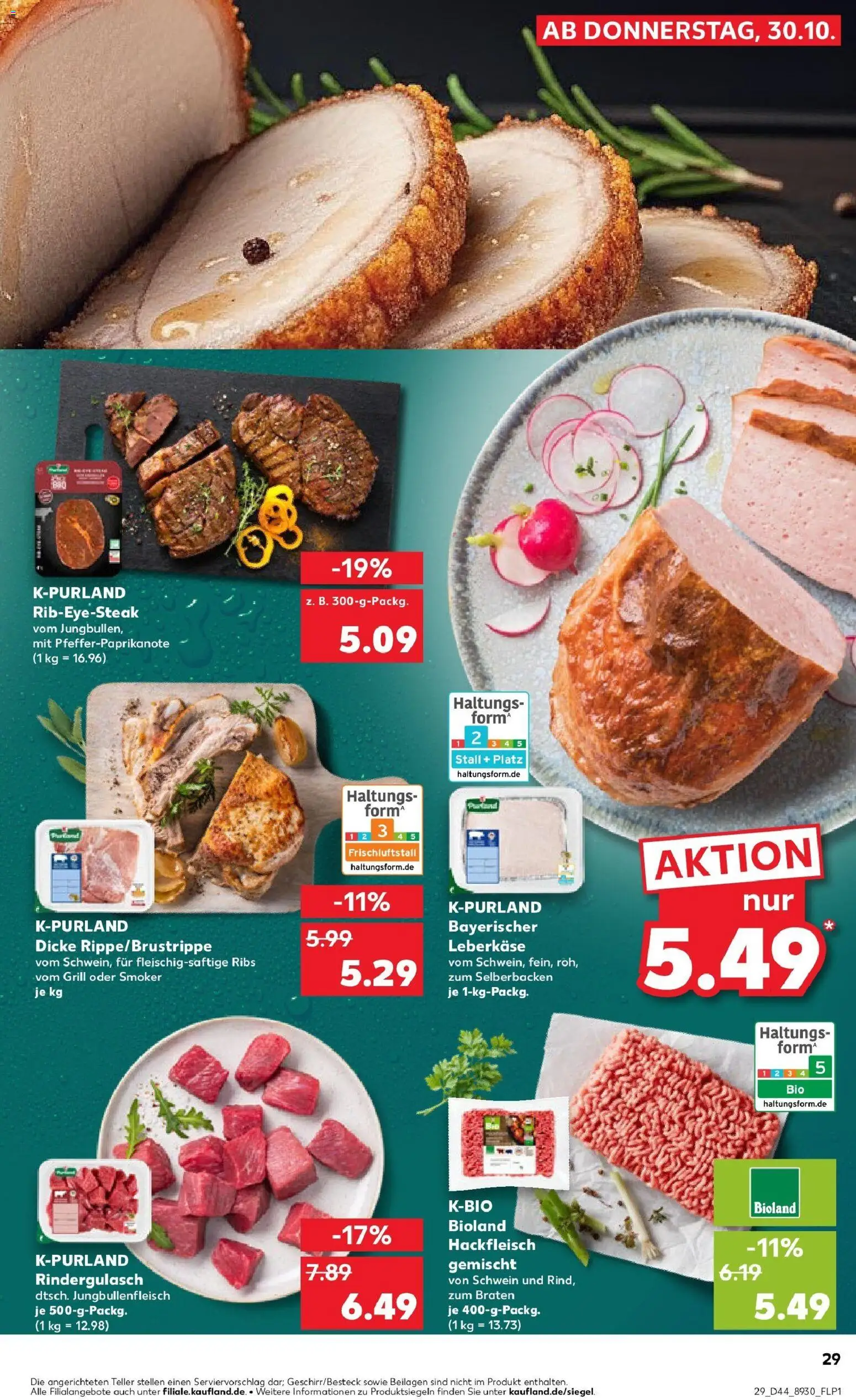 Kaufland prospekt Bad Dürrheim	 – gültig ab 30.10.2025 | Seite: 29 | Produkte: Grill, Rindergulasch, Steak, Hackfleisch