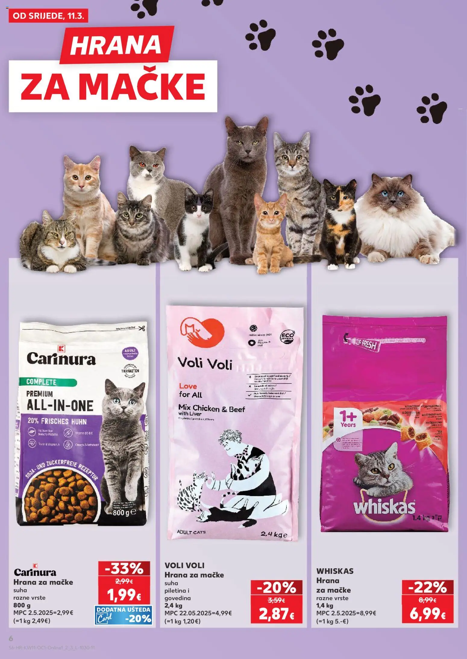 Kaufland katalog | vrijedi od 11.03.2026 | Stranica: 6 | Proizvodi: Whiskas, Piletina, Govedina, Hrana za mačke