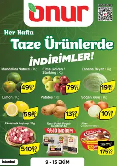 09.10.2025 tarihinden itibaren geçerli olan Onur Market kataloğu önizlemesi