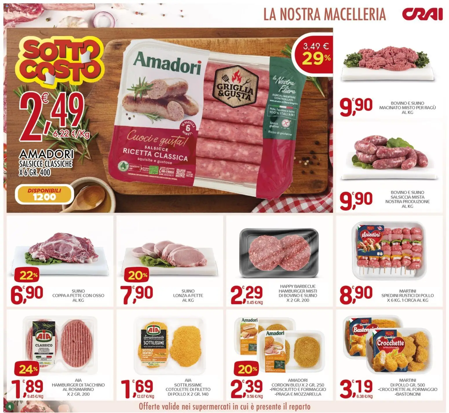 Volantino CRAI del 22.01.2026 | Pagina: 4 | Prodotti: Bovino, Salsiccia, Crocchette, Rustici