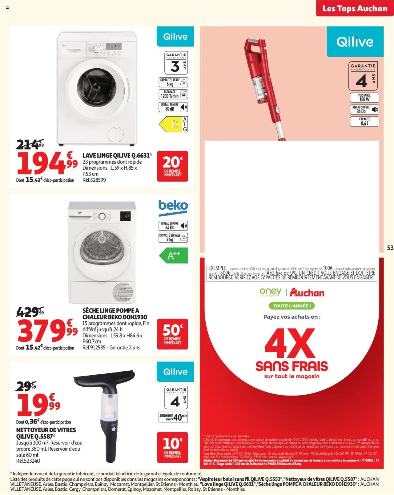{H1} | Page: 53 | Produits: Lave linge, Réservoir d'eau, Balai, Aspirateur balai