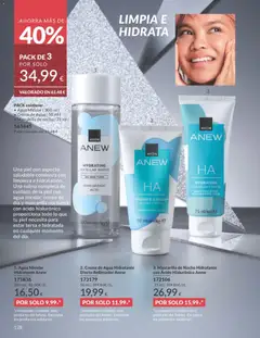 Vista previa Crema de Agua Hidratante Efecto Rellenador Anew, Hydrate & plump water cream with hyaluronic acid. válido desde el 01.11.2025 | Página: 128 | Productos: Agua micelar, Crema, Crema de día