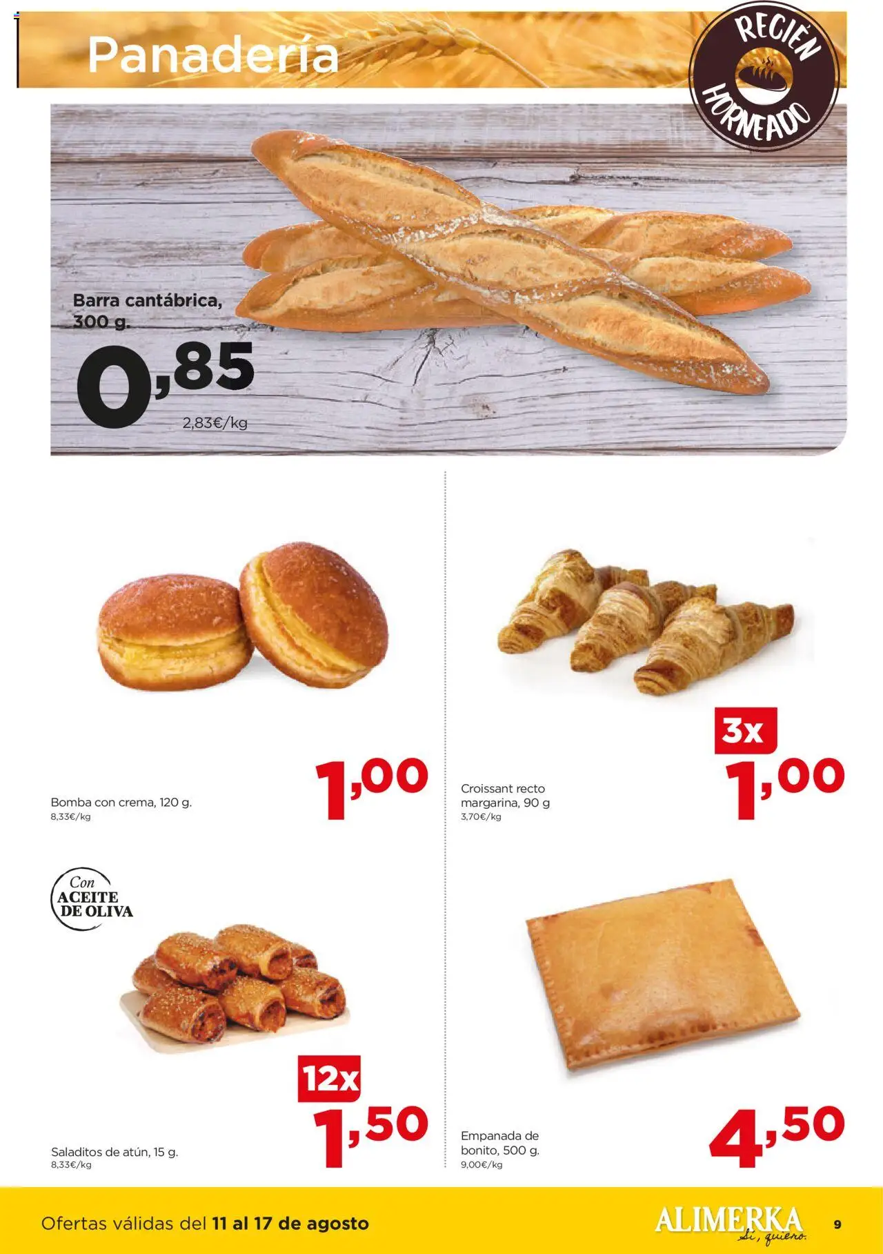 Alimerka folleto Asturias │ válido desde el 11.08.2025 | Página: 9 | Productos: Aceite, Croissant, Aceite de oliva, Panadería