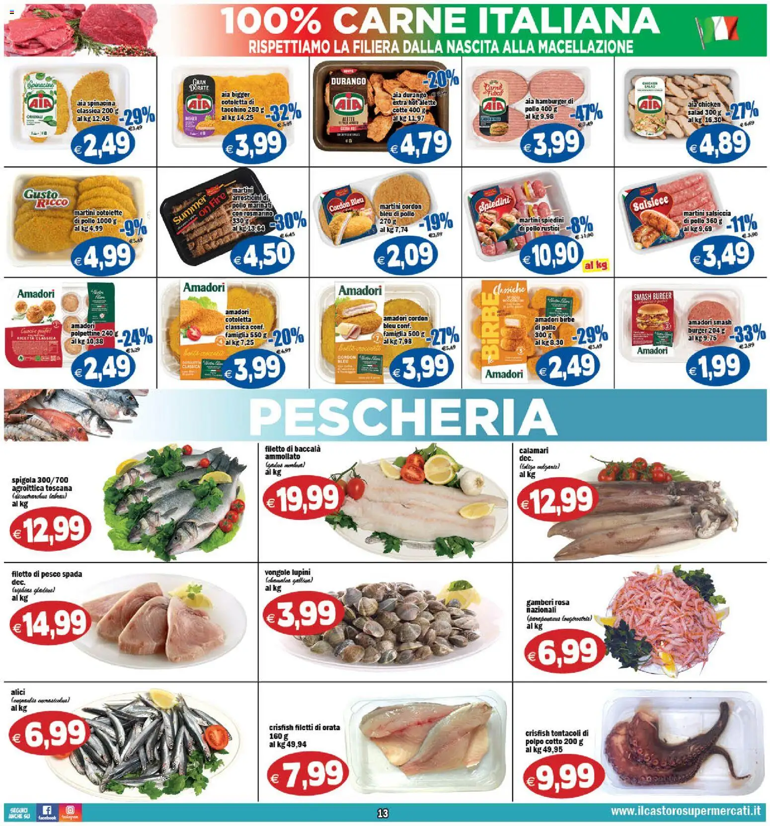 Volantino Il Castoro del 27.03.2026 | Pagina: 13 | Prodotti: Pesce, Tacchino, Rustici, Hamburger