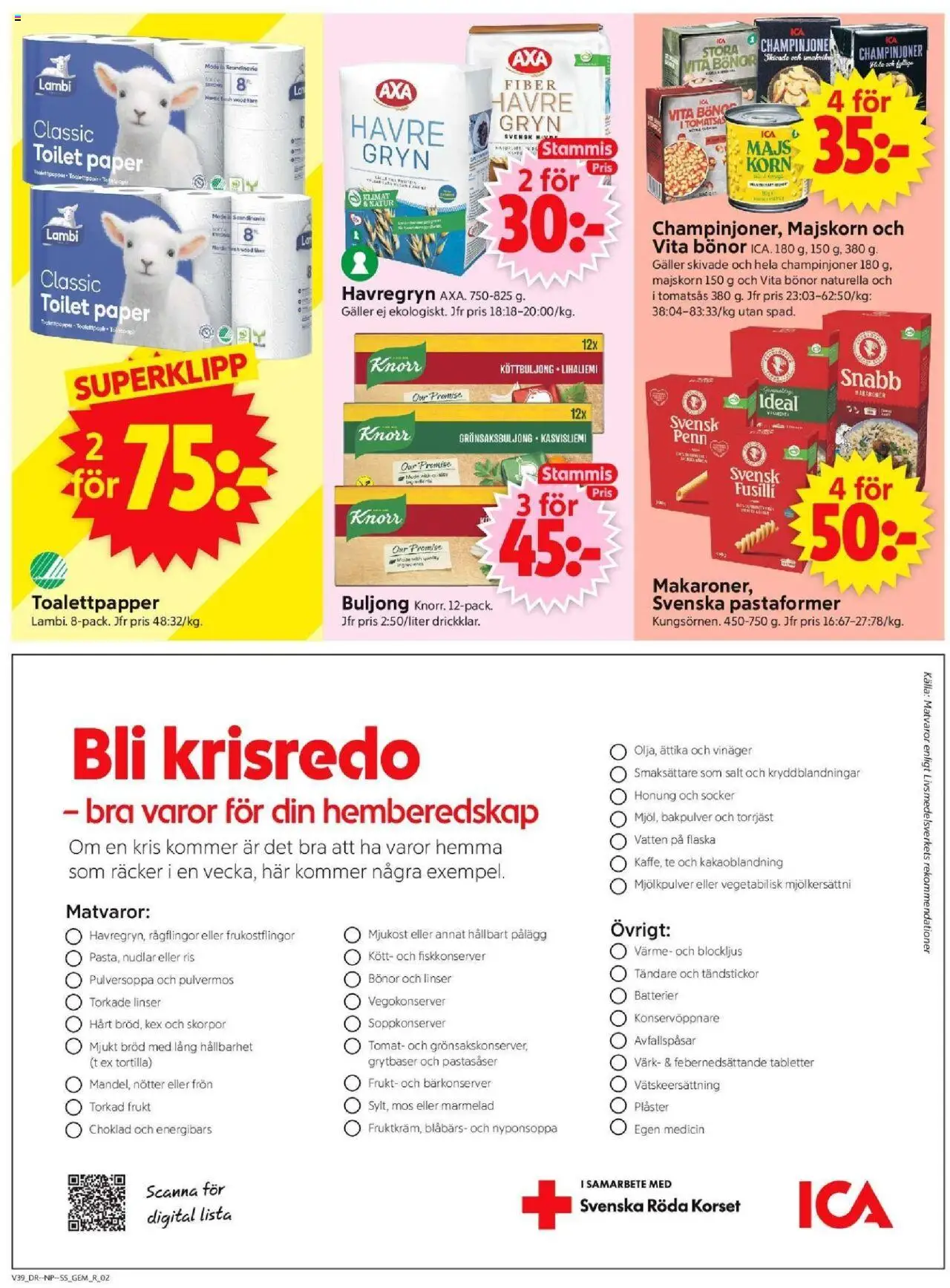 ICA Supermarket reklamblad aktuell från 22.09.2025 | Sida: 2 | Produkter: Linser, Avfallspåsar, Ättika, Bönor