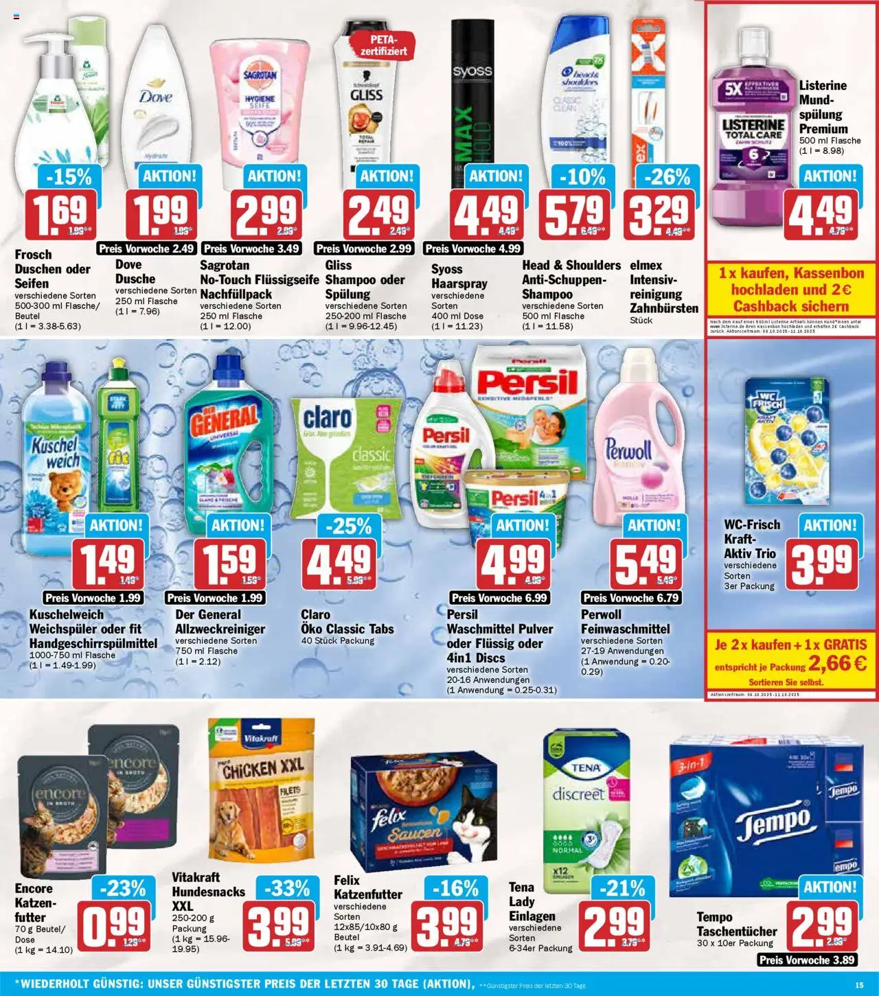 AEZ Prospekt 	 – gültig ab 06.10.2025 | Seite: 15 | Produkte: Perwoll, Spülung, Haarspray, Waschmittel
