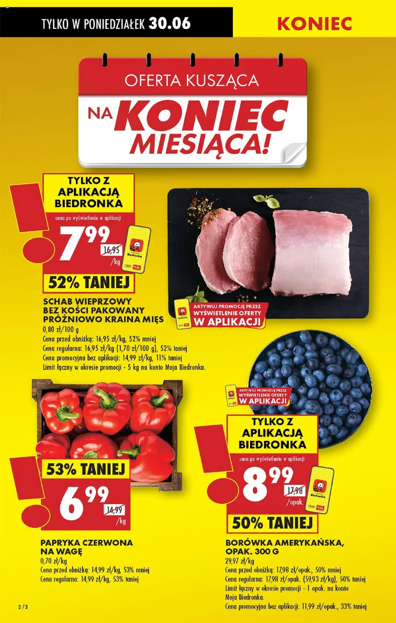 Biedronka gazetka od 30.06.2025 | Strona: 4 | Produkty: Schab, Kraina mięs, Schab wieprzowy bez kości, Papryka