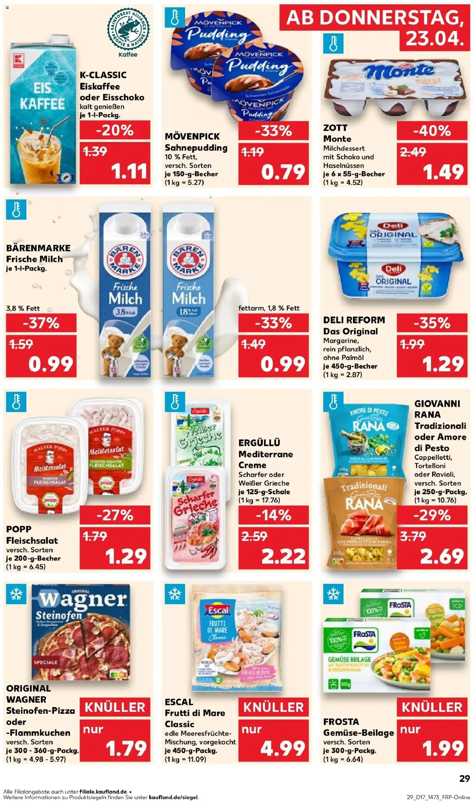 Kaufland Prospekt Arnstadt	 – gültig ab 23.04.2026 | Seite: 29 | Produkte: Margarine, Kaffee, Gemüse, Pasta