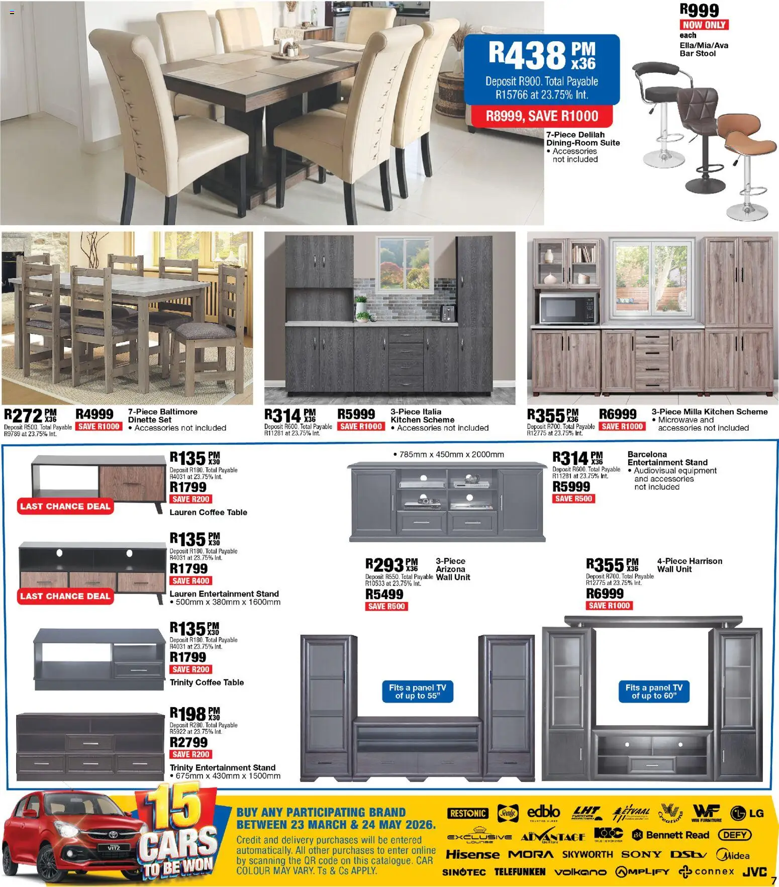 New OK Furniture catalogue – valid from 20.04.2026 | Page: 7 | Products: Coffee table, Table, Wall unit, Bar stool