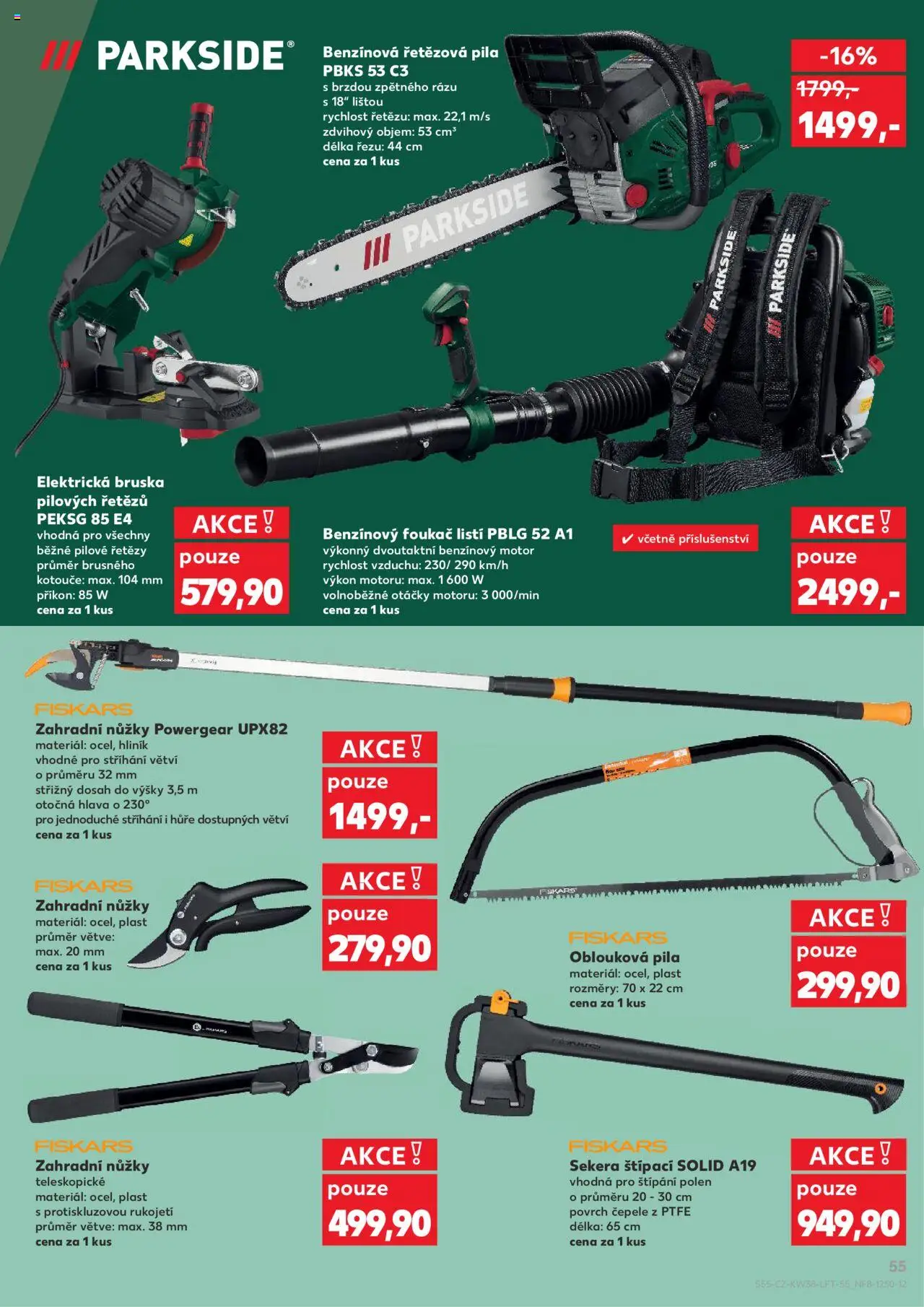 Kaufland leták - Plzeň od 17.09.2025 | Strana: 55 | Produkty: Parkside, Nůžky, Fiskars, Pila