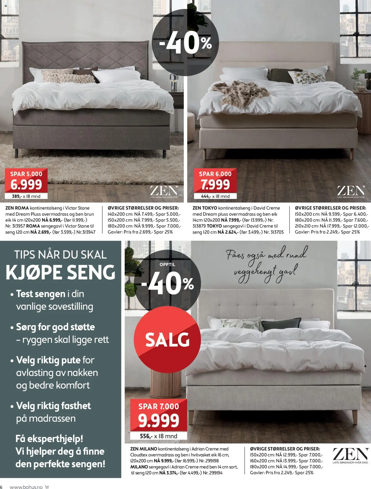 {H1} | Side: 6 | Produkter: Overmadrass, Kontinentalseng, Seng, Sengegavl