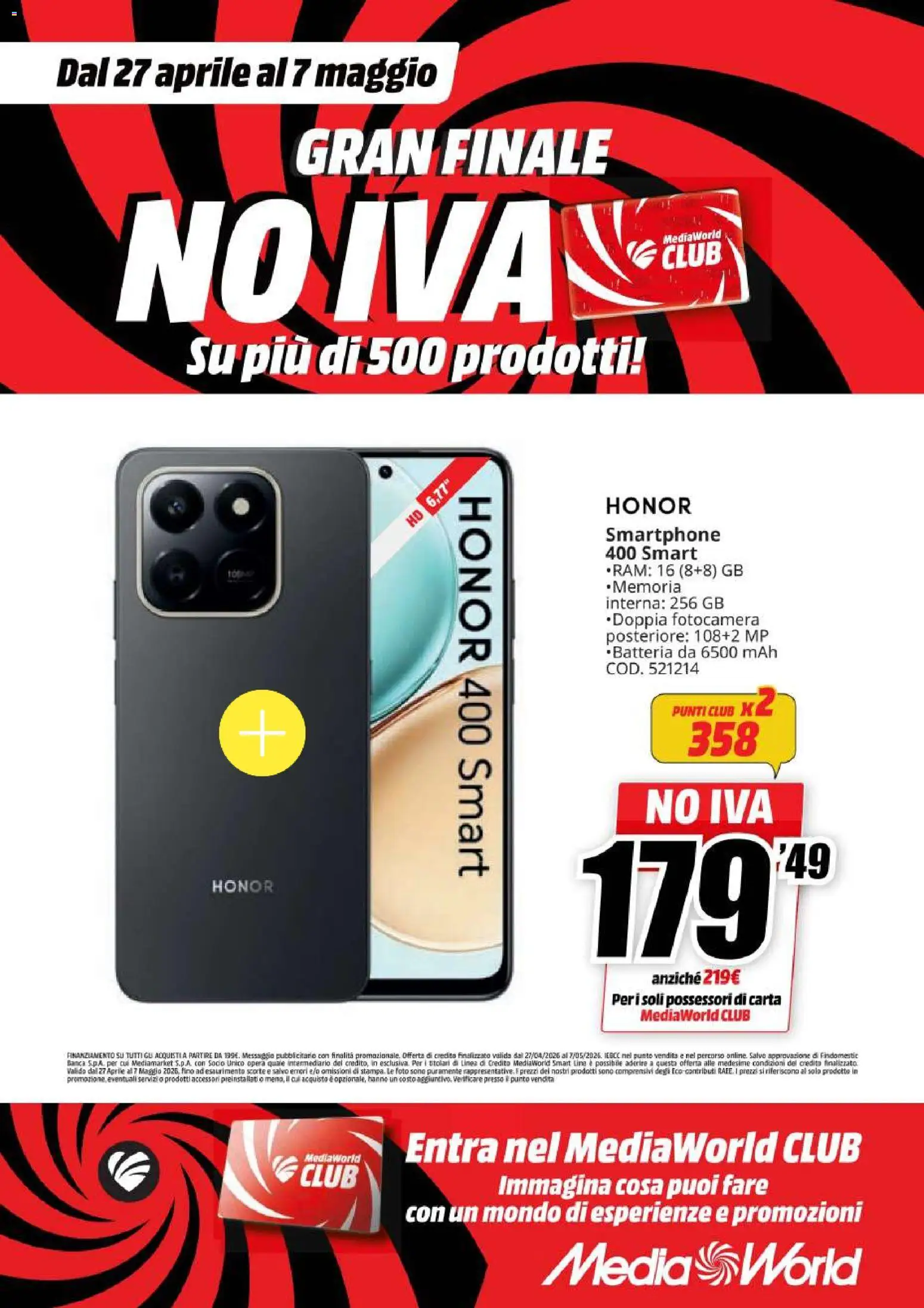 Volantino Media World del 27.04.2026 | Pagina: 57 | Prodotti: Smartphone, Fotocamera