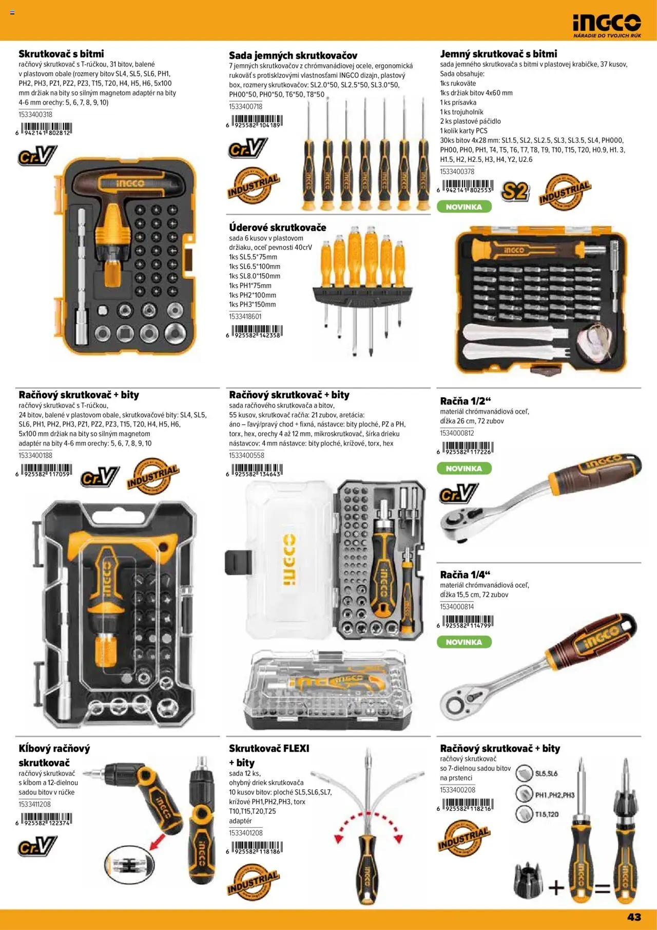 Nové Kinekus akcie – leták je platný od 28.04.2025 | Strana: 43 | Produkty: Skrutkovač, Náradie, Orechy
