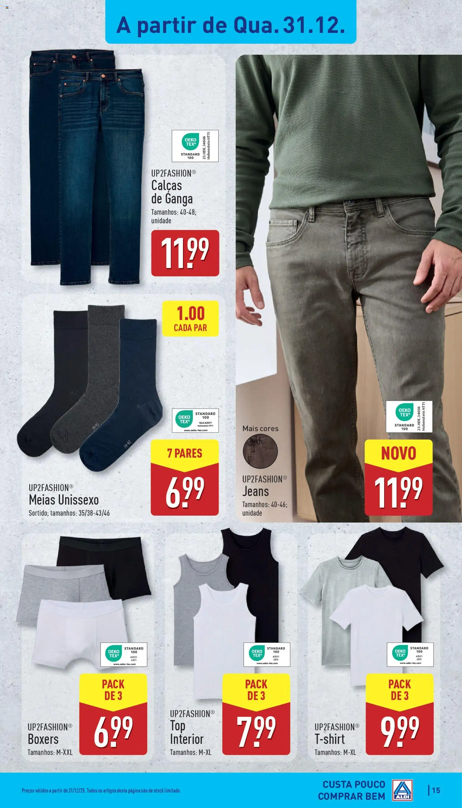 Aldi folheto │ válido de 29.12.2025 | Página: 15 | Produtos: Jeans, Calças, Meias