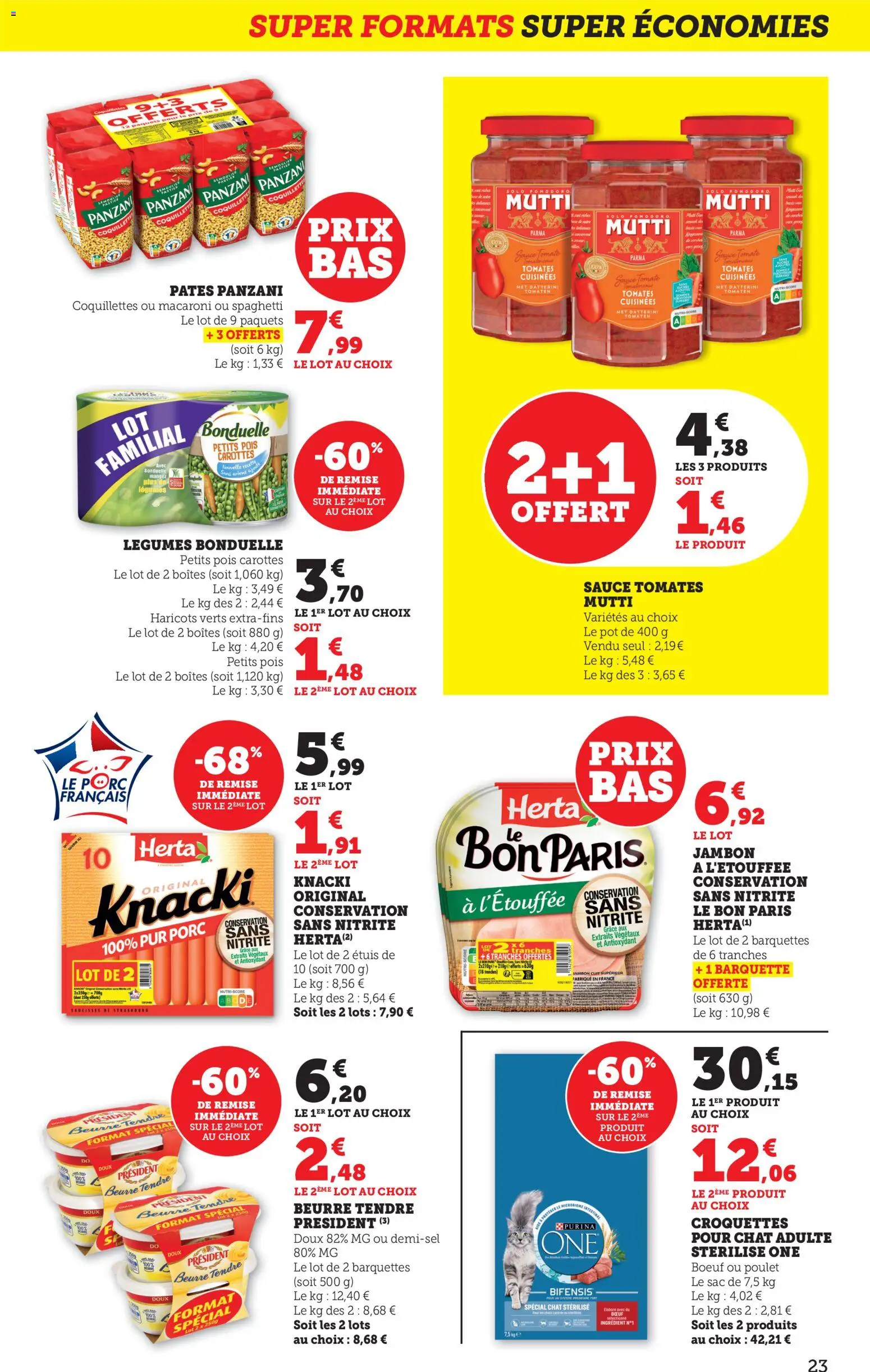 {H1} | Page: 23 | Produits: Carottes, Spaghetti, Tomates, Pâtes