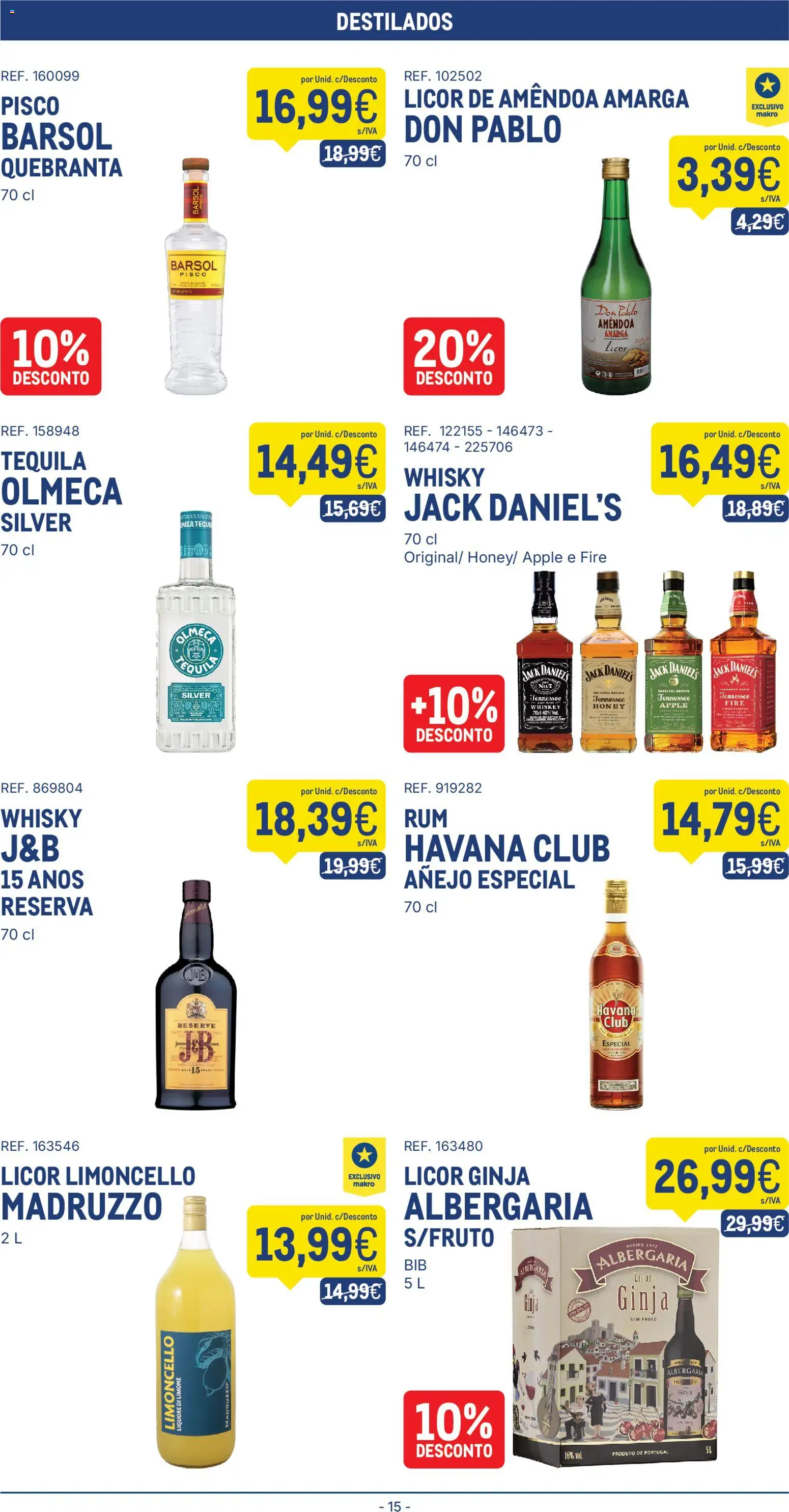 Makro folheto │ válido de 14.04.2026 | Página: 15 | Produtos: Whisky, Licor, Tequila, Gin