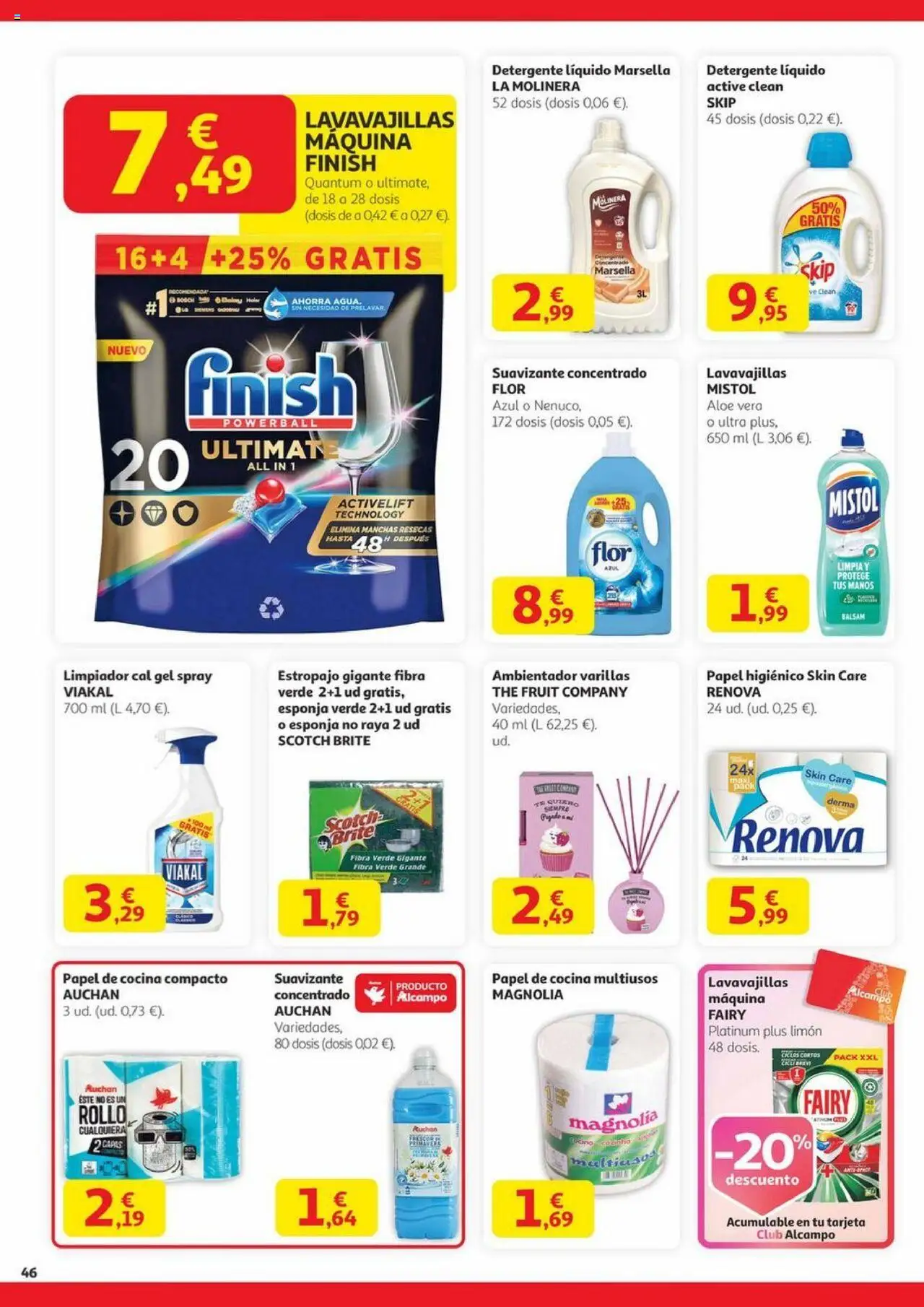 Alcampo - Canarias │ válido desde el 14.08.2025 | Página: 46 | Productos: Esponja, Papel higienico, Té, Detergente líquido