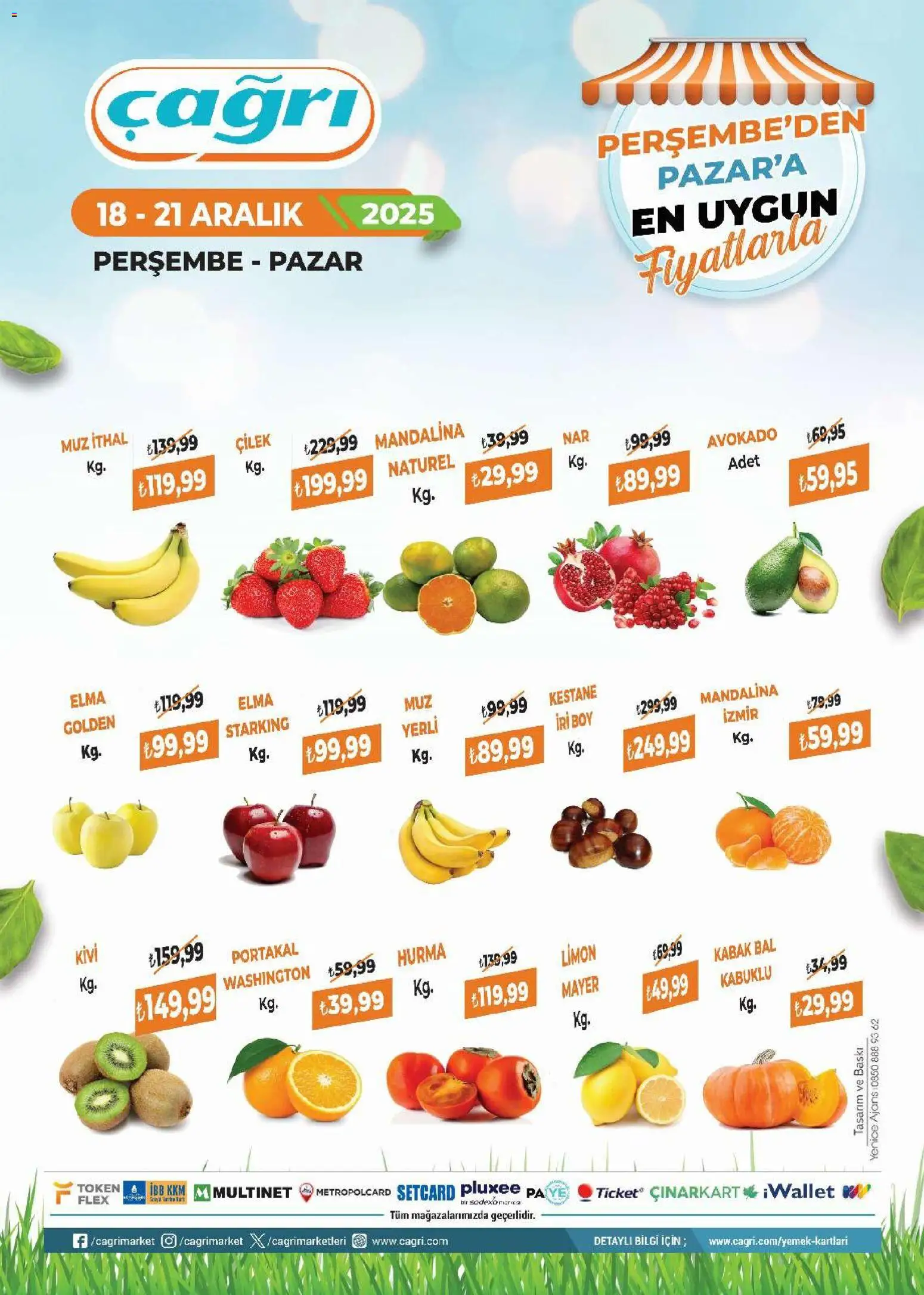 Çağrı Market - Manav Katalog - 18.12.2025 tarihinden itibaren geçerlidir | Sayfa: 1 | Ürünler: Muz, Çilek, Mandalina, Hurma