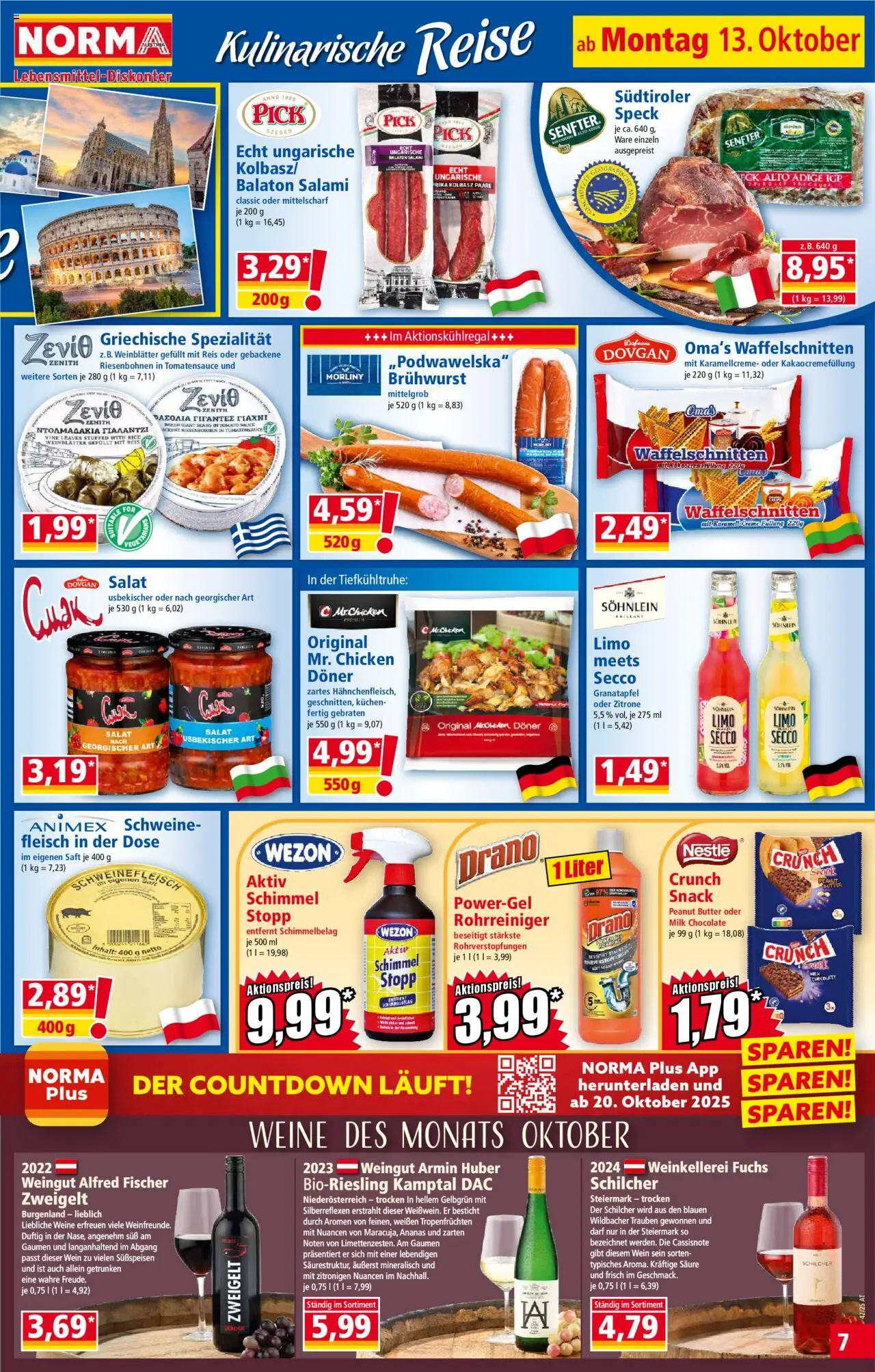 Norma Flugblatt gültig ab 13.10.2025 | Seite: 7 | Produkte: Zitrone, Creme, Salami, Saft