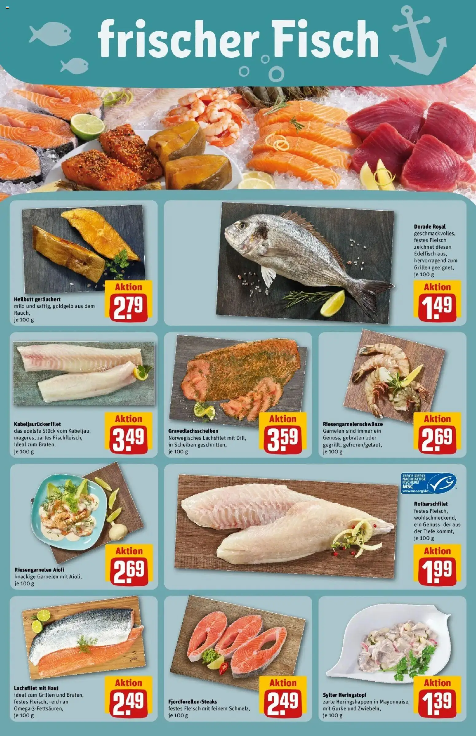 Rewe Prospekt Gladbeck	 – gültig ab 30.03.2026 | Seite: 36 | Produkte: Dorade, Garnelen, Fisch, Fleisch