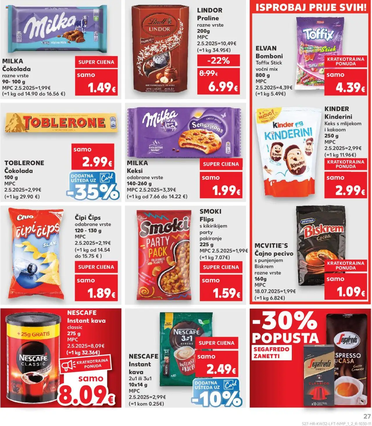 Kaufland katalog | vrijedi od 06.08.2025 | Stranica: 27 | Proizvodi: Lindt, Praline, Bomboni, Pecivo