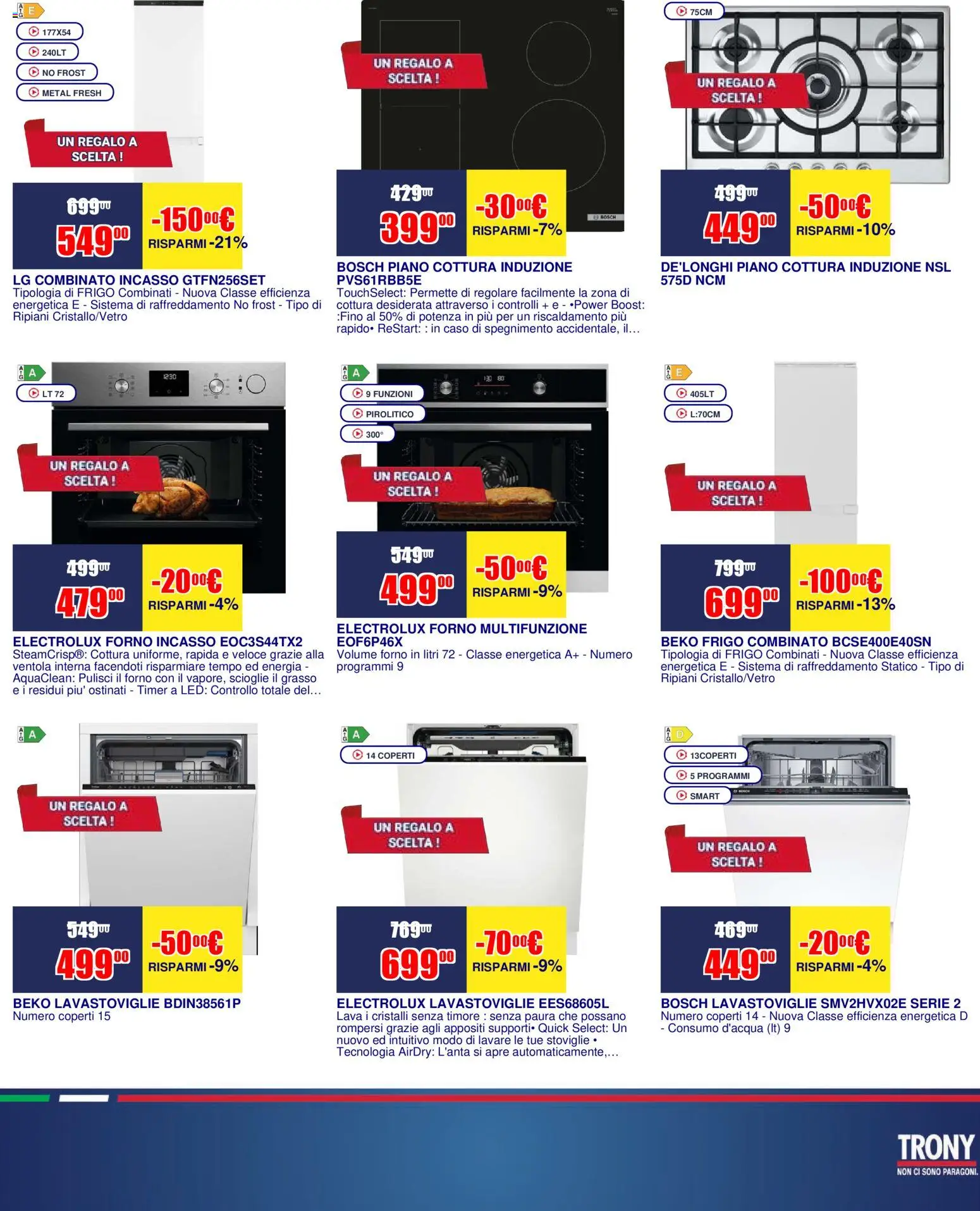 Volantino Trony del 16.04.2026 | Pagina: 6 | Prodotti: Lavastoviglie, Forno, Il forno, Piano cottura induzione