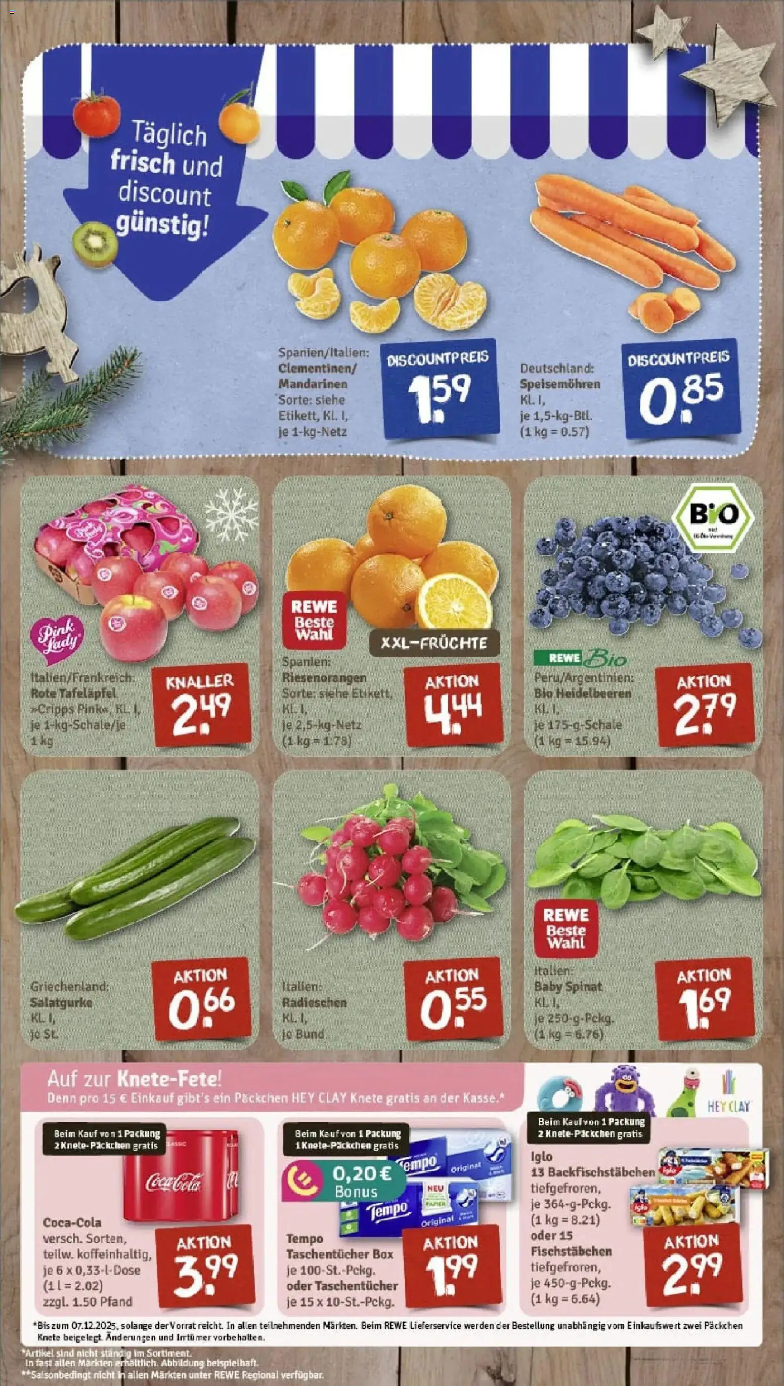 Rewe prospekt Obing	 – gültig ab 23.11.2025 | Seite: 3 | Produkte: Box, Heidelbeeren, Fischstabchen, Tempo