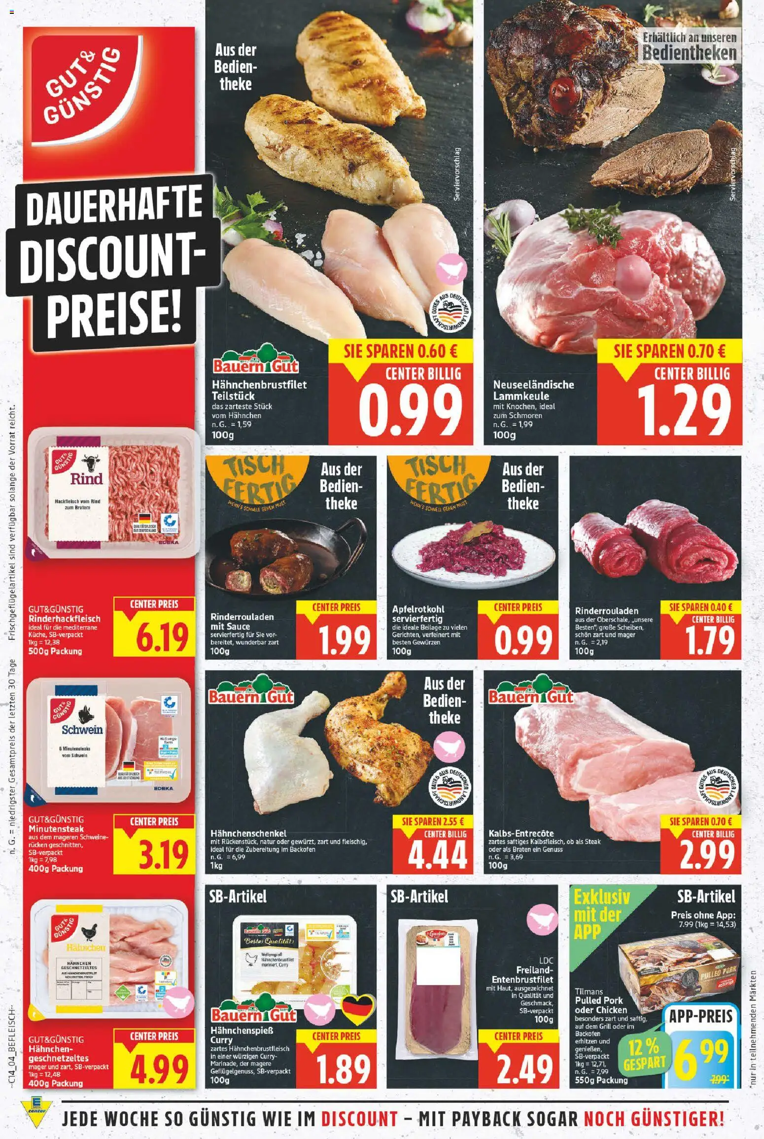 E center Prospekt 	 – gültig ab 30.03.2026 | Seite: 4 | Produkte: Lammkeule, Grill, Hahnchen, Backofen