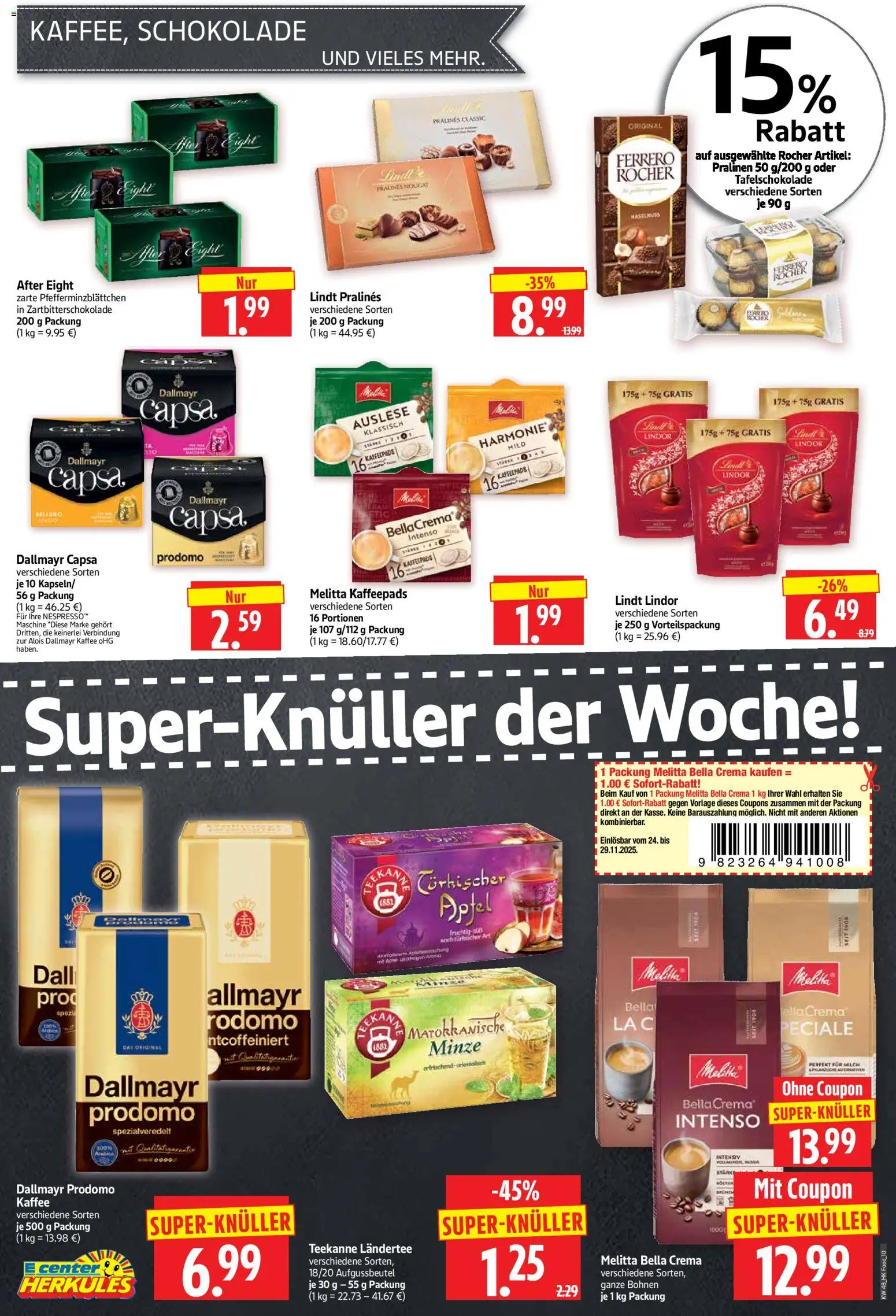 HERKULES Prospekt 	 – gültig ab 24.11.2025 | Seite: 10 | Produkte: Melitta, Ferrero rocher, Milch, Teekanne