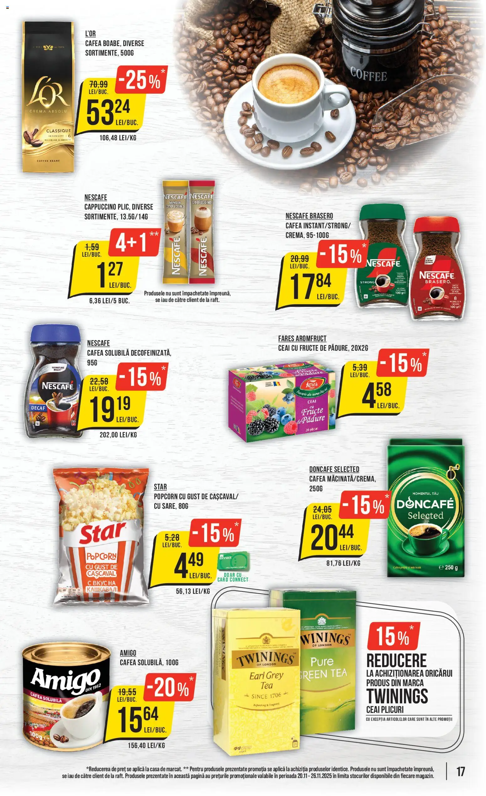 Noul catalog Mega Image – valabil de la 20.11.2025 | Pagină: 17 | Produse: Cașcaval, Cafea, Ceai, Fructe