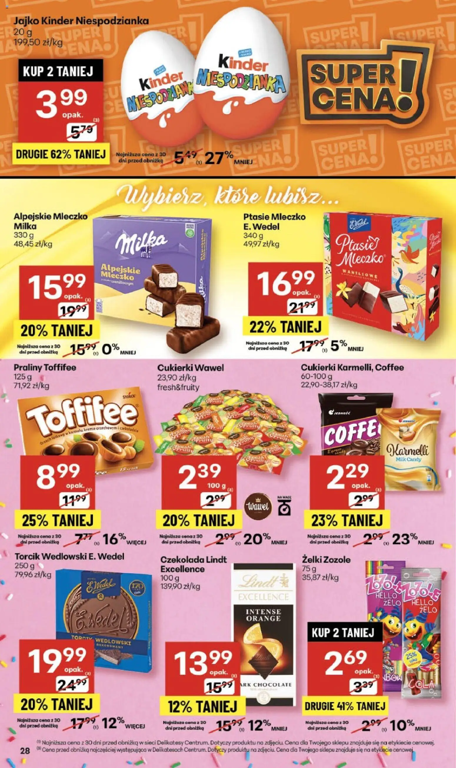 Delikatesy Centrum Gazetka - Sklepy Własne od 13.11.2025 | Strona: 28 | Produkty: Toffifee, Milka, Delikatesy, Torcik wedlowski