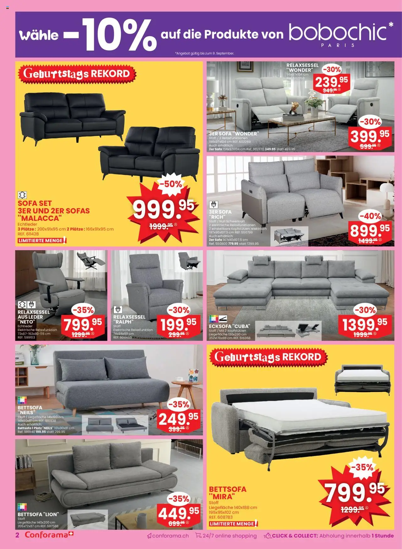 Conforama Aktionen Sofortrabatt – gültig ab 03.09.2025 | Seite: 2 | Produkte: Sofa, Ecksofa, Relaxsessel