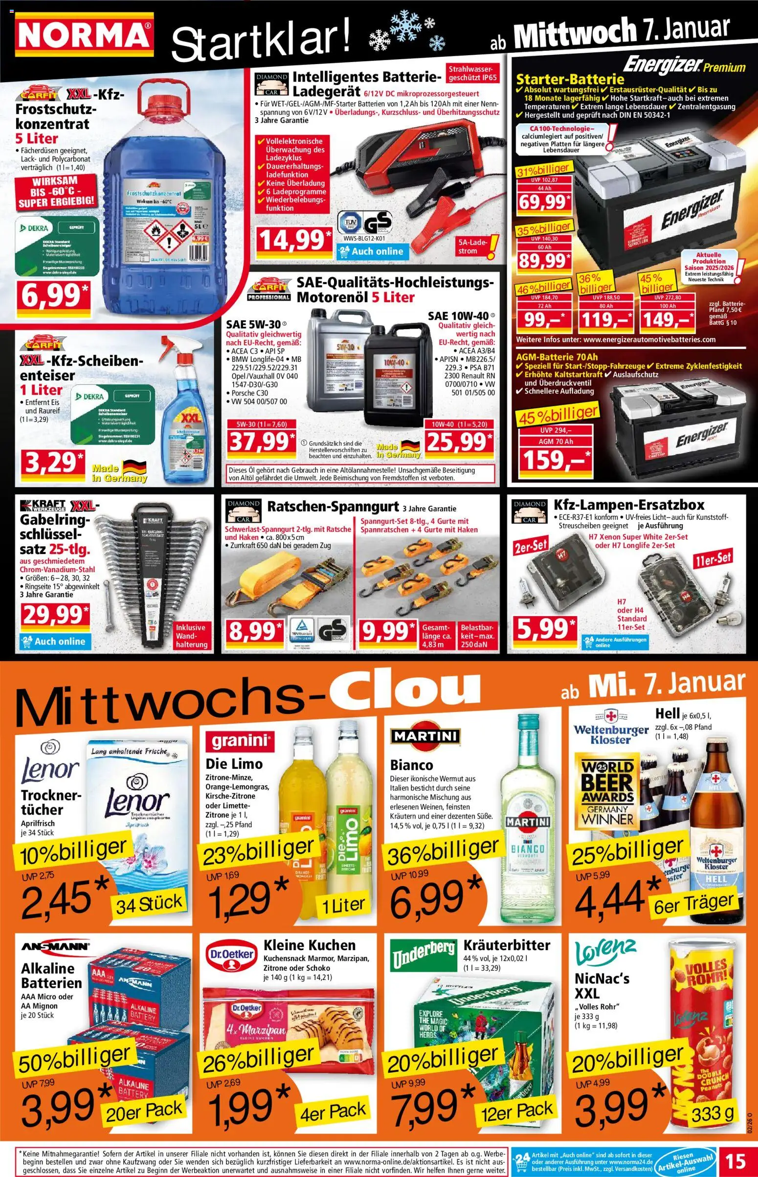 Norma Prospekt 	 – gültig ab 05.01.2026 | Seite: 15 | Produkte: Batterie, Zitrone, Limette, Kuchen