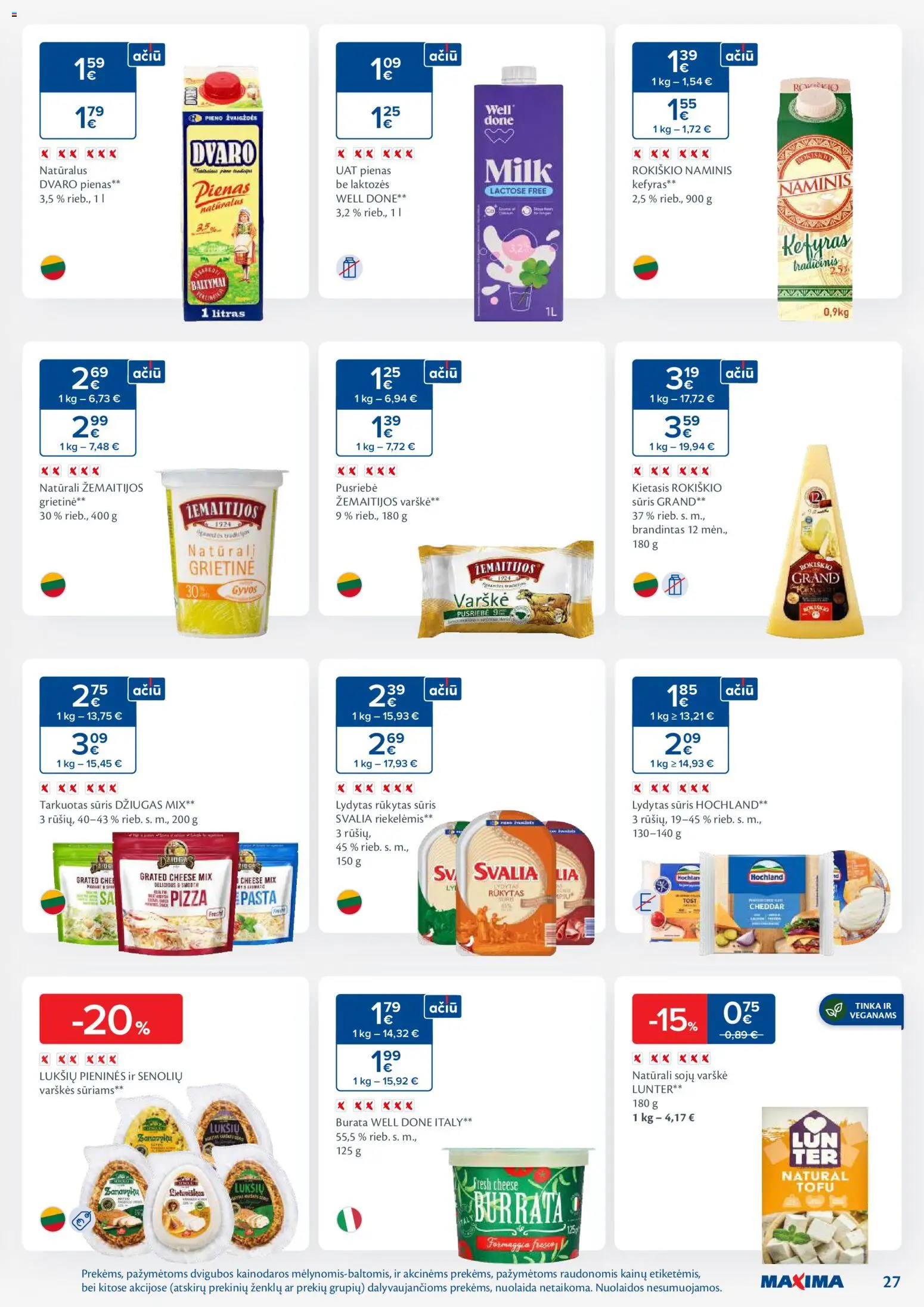 MAXIMA akcijos nuo 18.11.2025 | Puslapis: 27 | Prekių: Sūris, Varškė, Lydytas sūris, Grietinė