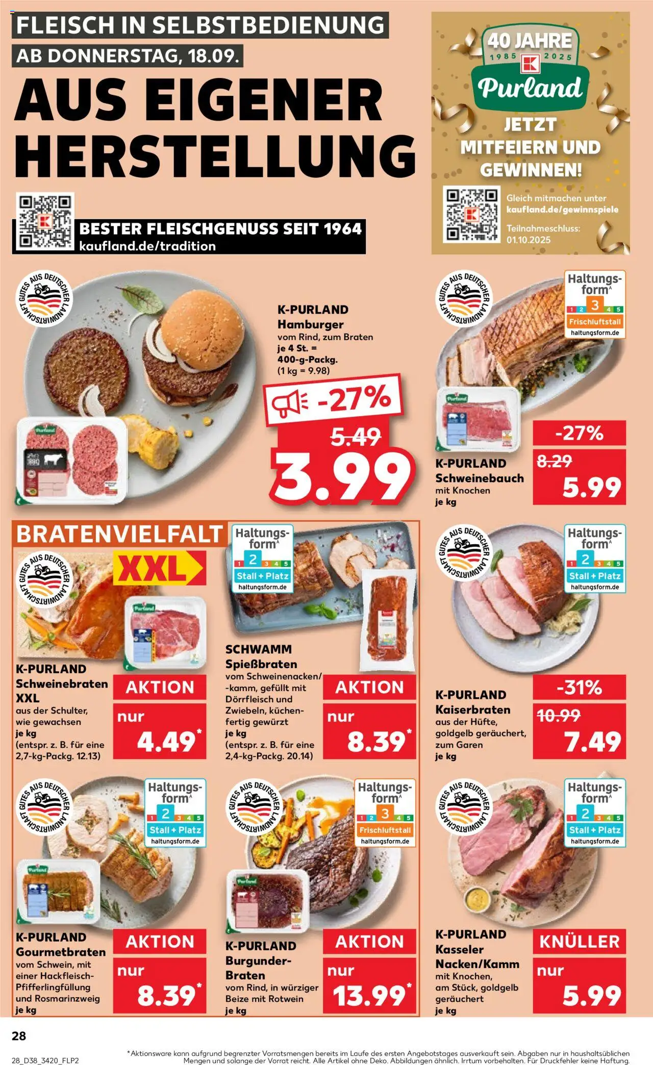 Kaufland prospekt Berlin	 – gültig ab 21.09.2025 | Seite: 28 | Produkte: Schweinebauch, Kuchen, Fleisch, Hackfleisch