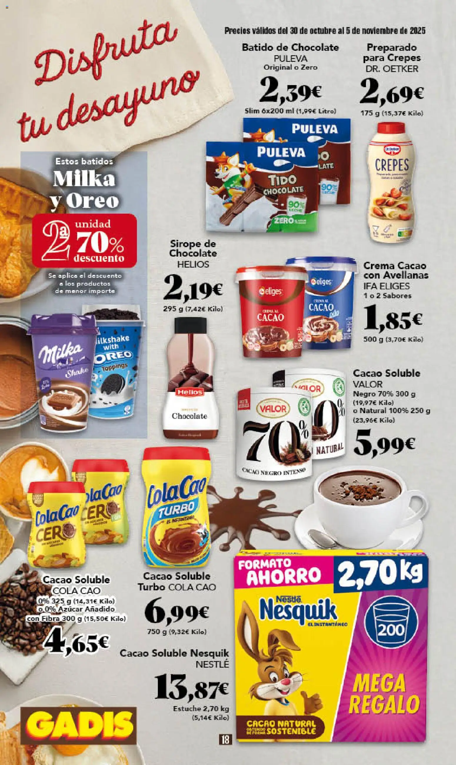 Gadis - folleto │ válido desde el 30.10.2025 | Página: 18 | Productos: Chocolate, Crema, Cacao soluble, Φρυγανιές σικάλεως