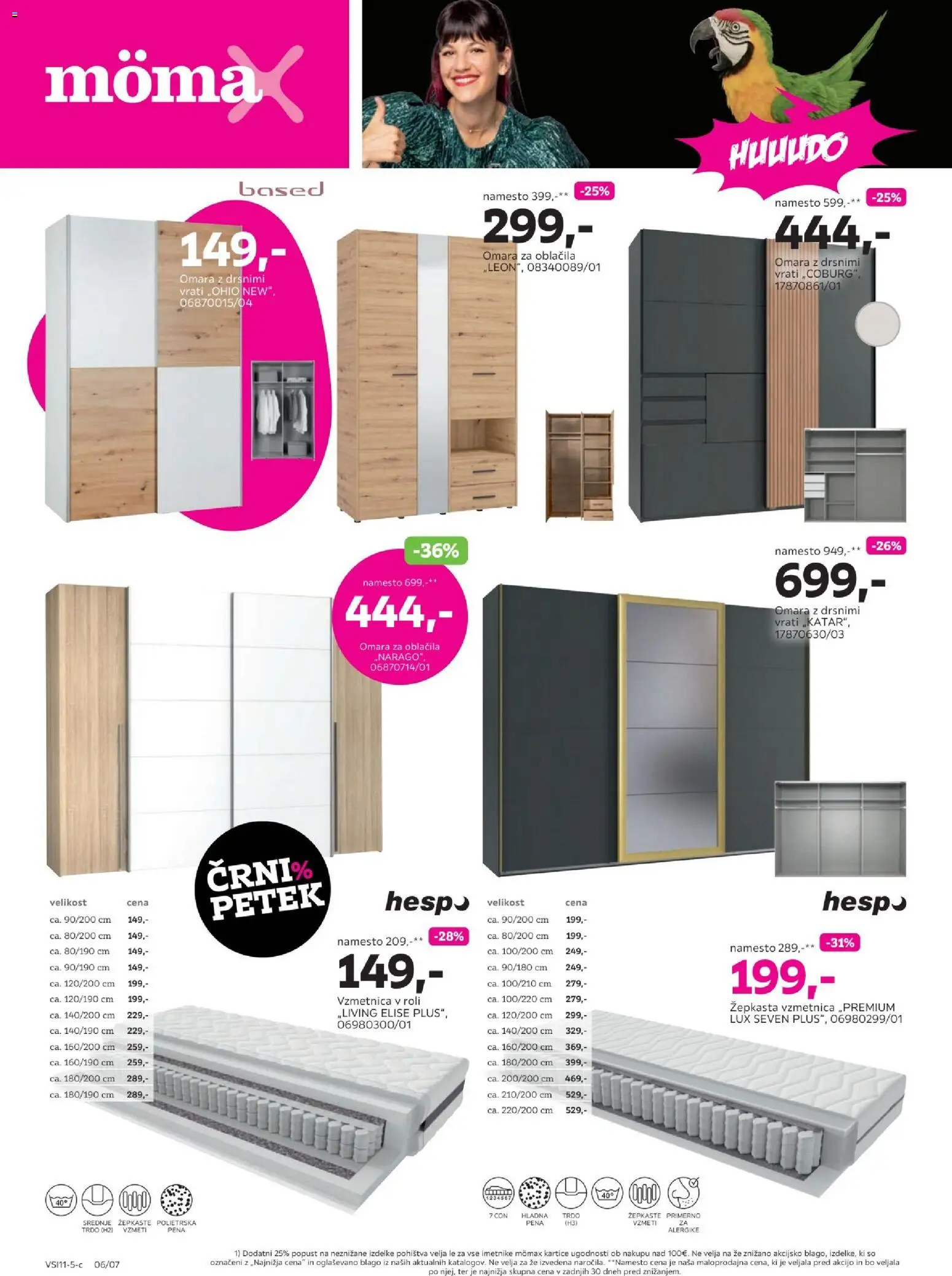 Novi Mömax katalog ponudbe – veljaven od 16.11.2025 | Stran: 6 | Izdelki: Vzmetnica, Omara, Oblacila