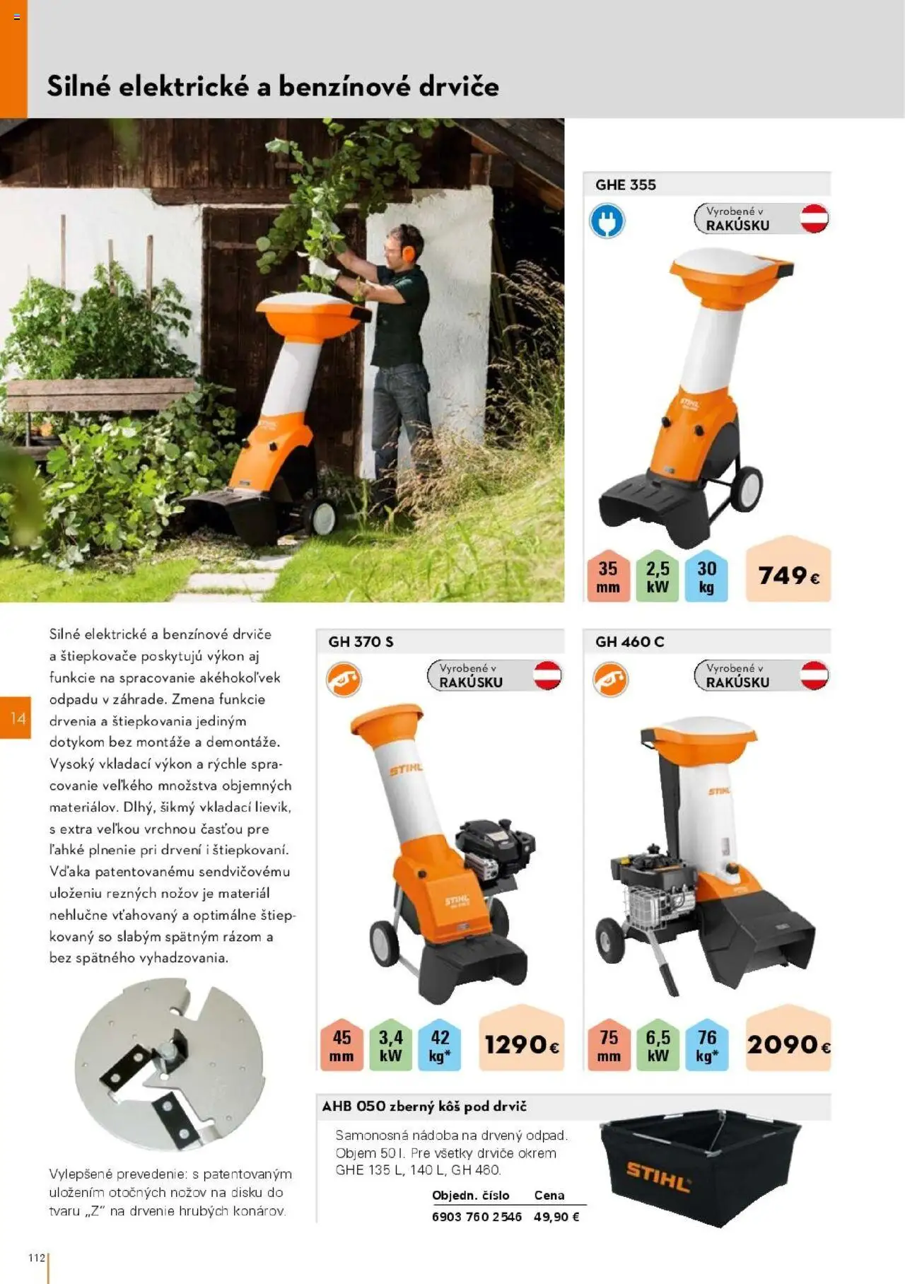Nové STIHL akcie – leták je platný od 01.04.2025 | Strana: 112 | Produkty: Drvič, Kôš